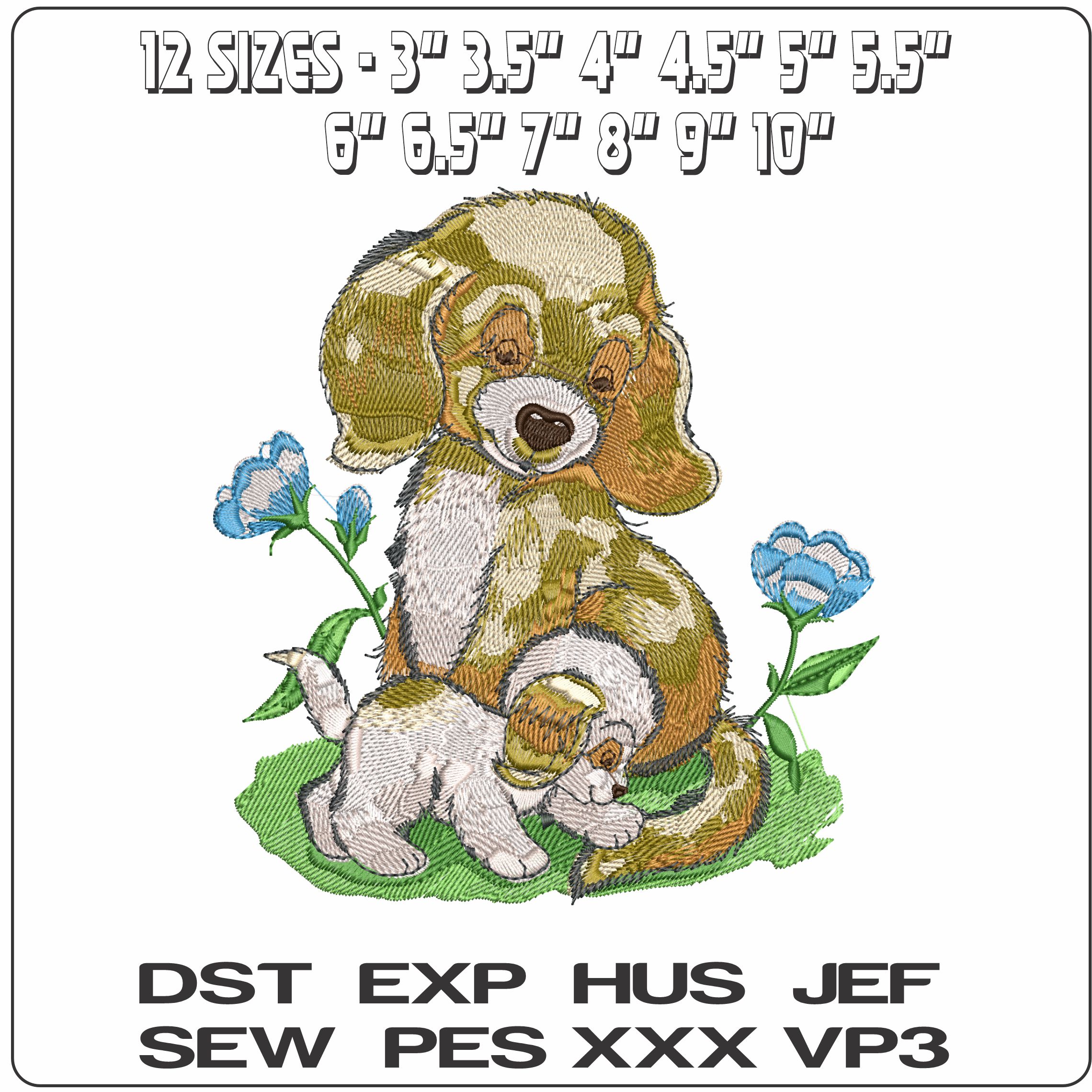Dog with Puppy  - Elegant embroidery design file - instant download — view 2