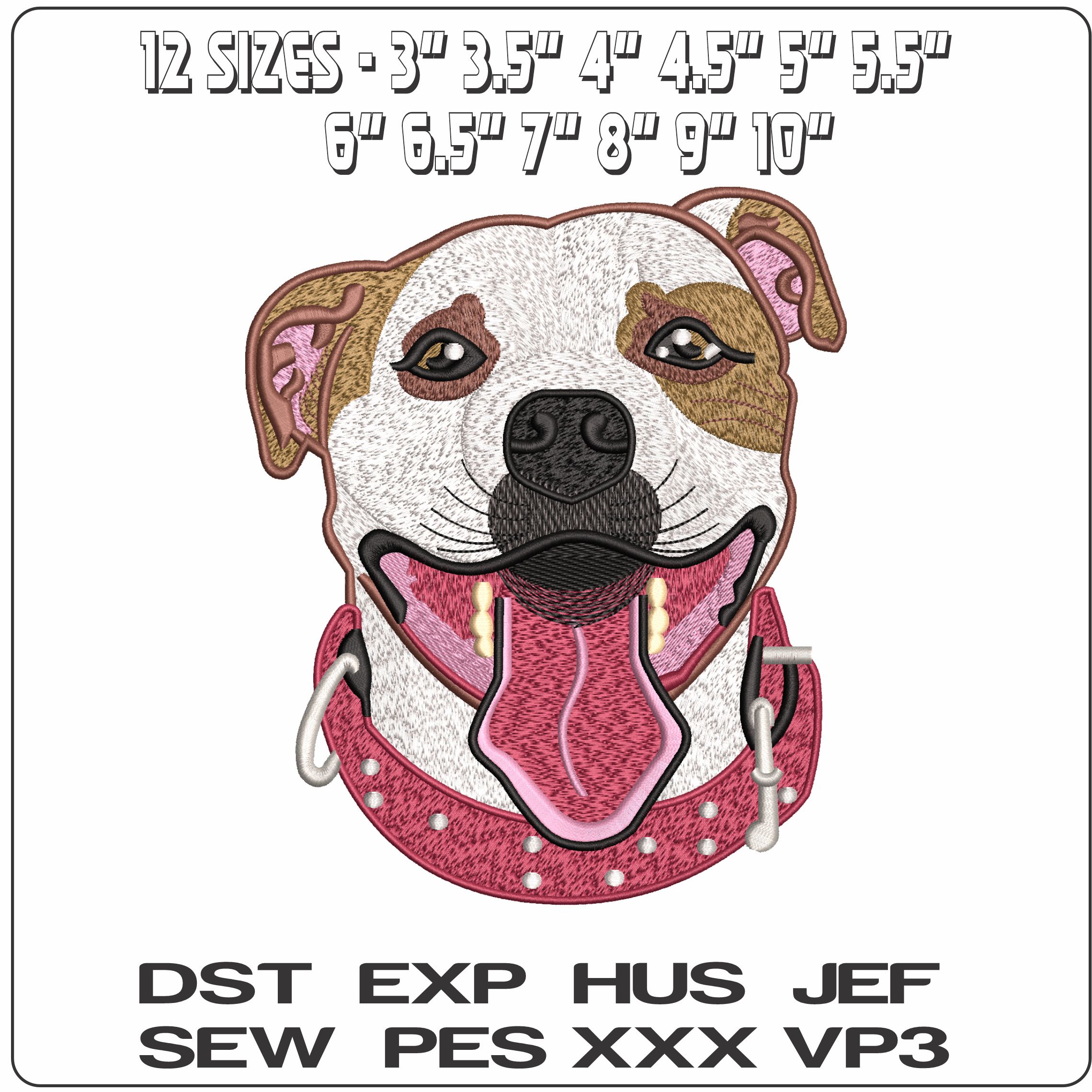 Dogs Face with with tongue and eye patch  - Elegant embroidery design file - instant download — view 2