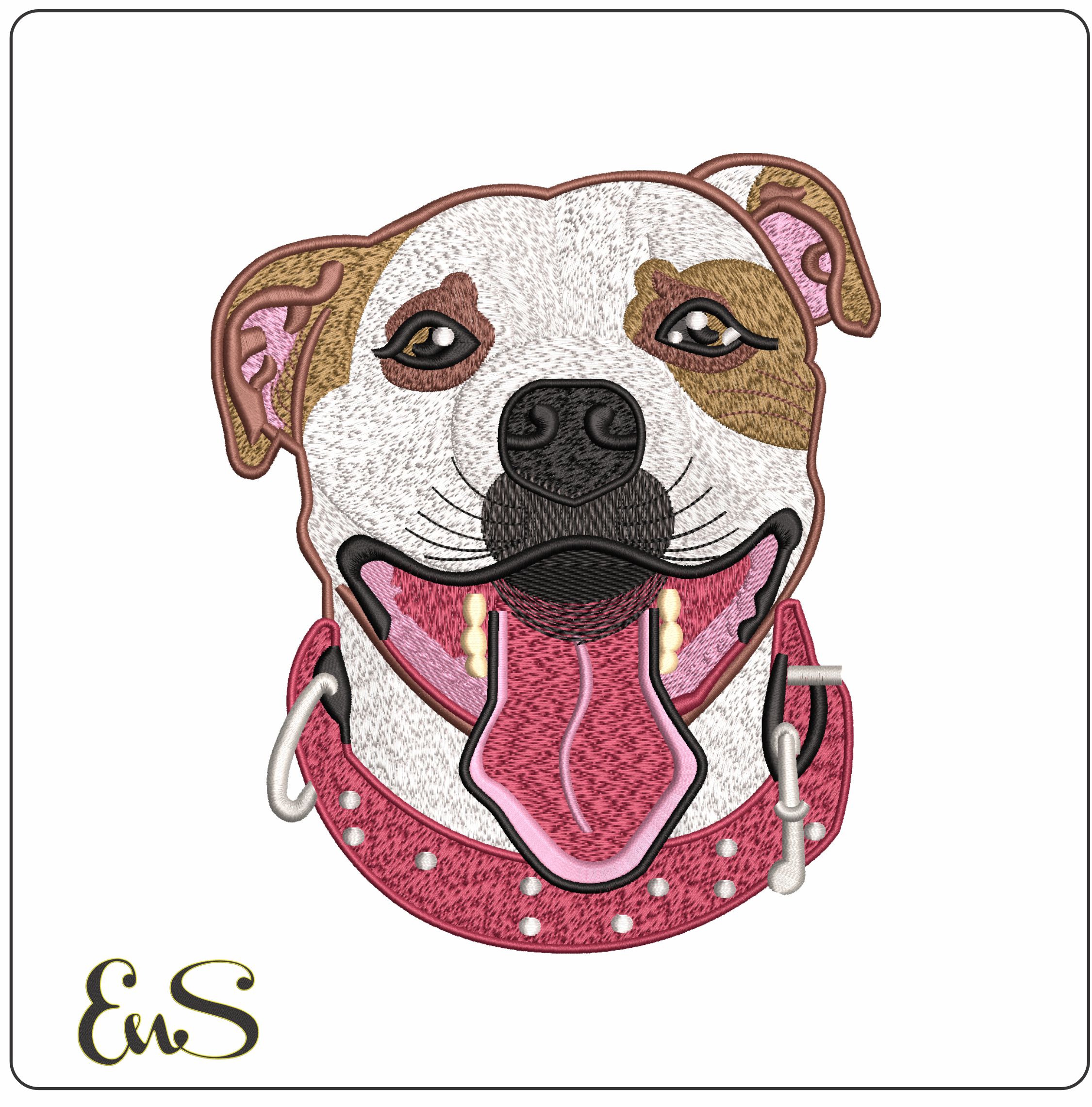 Dogs Face with with tongue and eye patch  - Elegant embroidery design file - instant download
