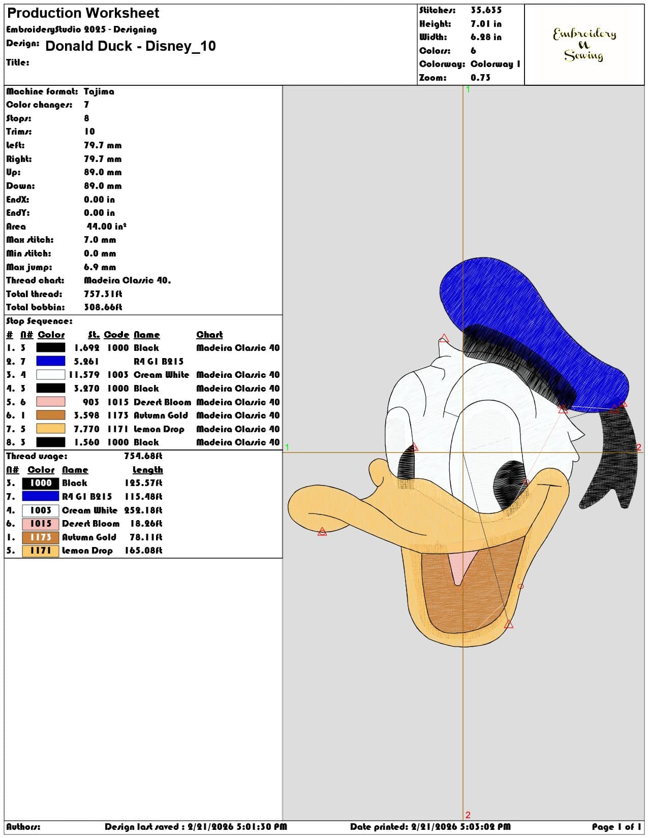 Donald Duck Disney  - Elegant embroidery design file - instant download — view 3