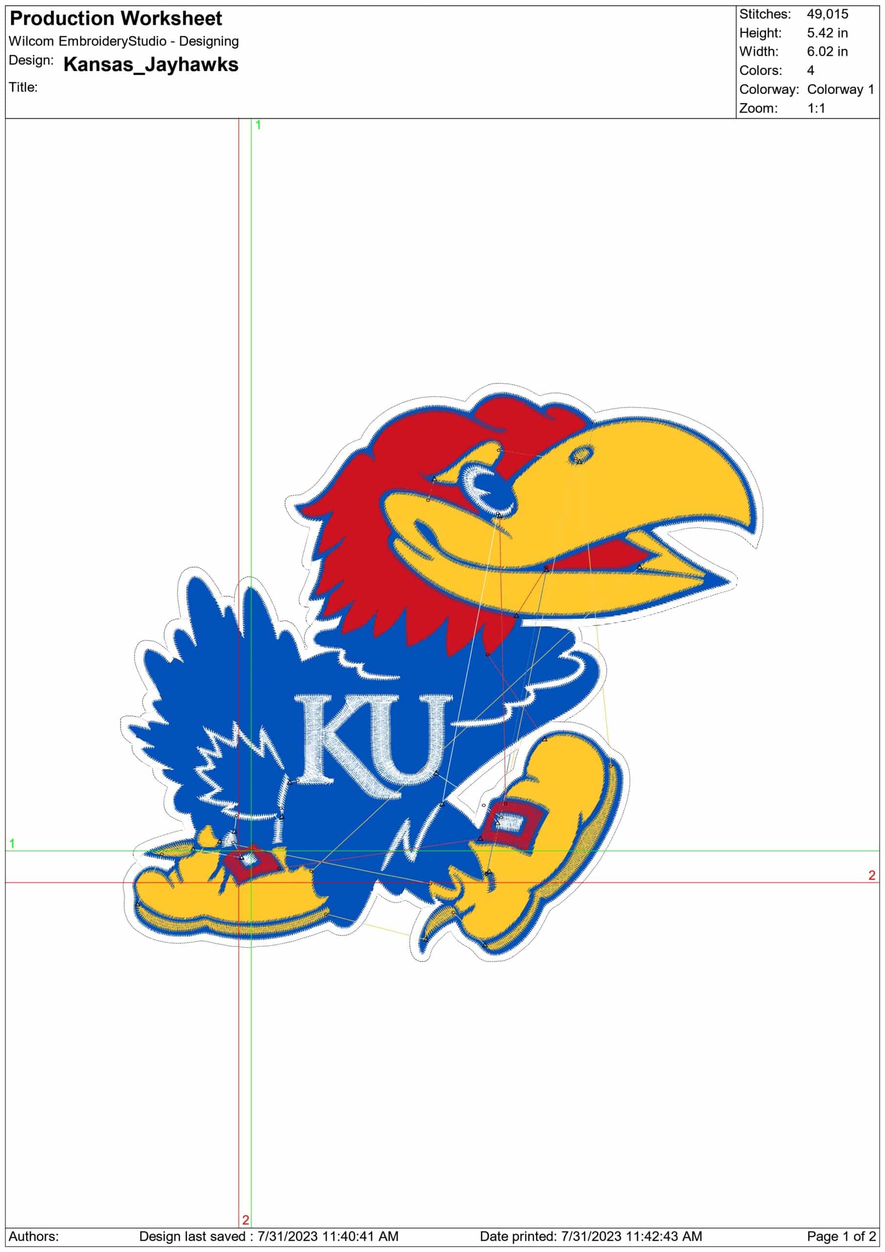 Kansas Jayhawks embroidery design - University of Kansas Logo embroidery machine pattern embroidery file - instant download in a frame — view 2
