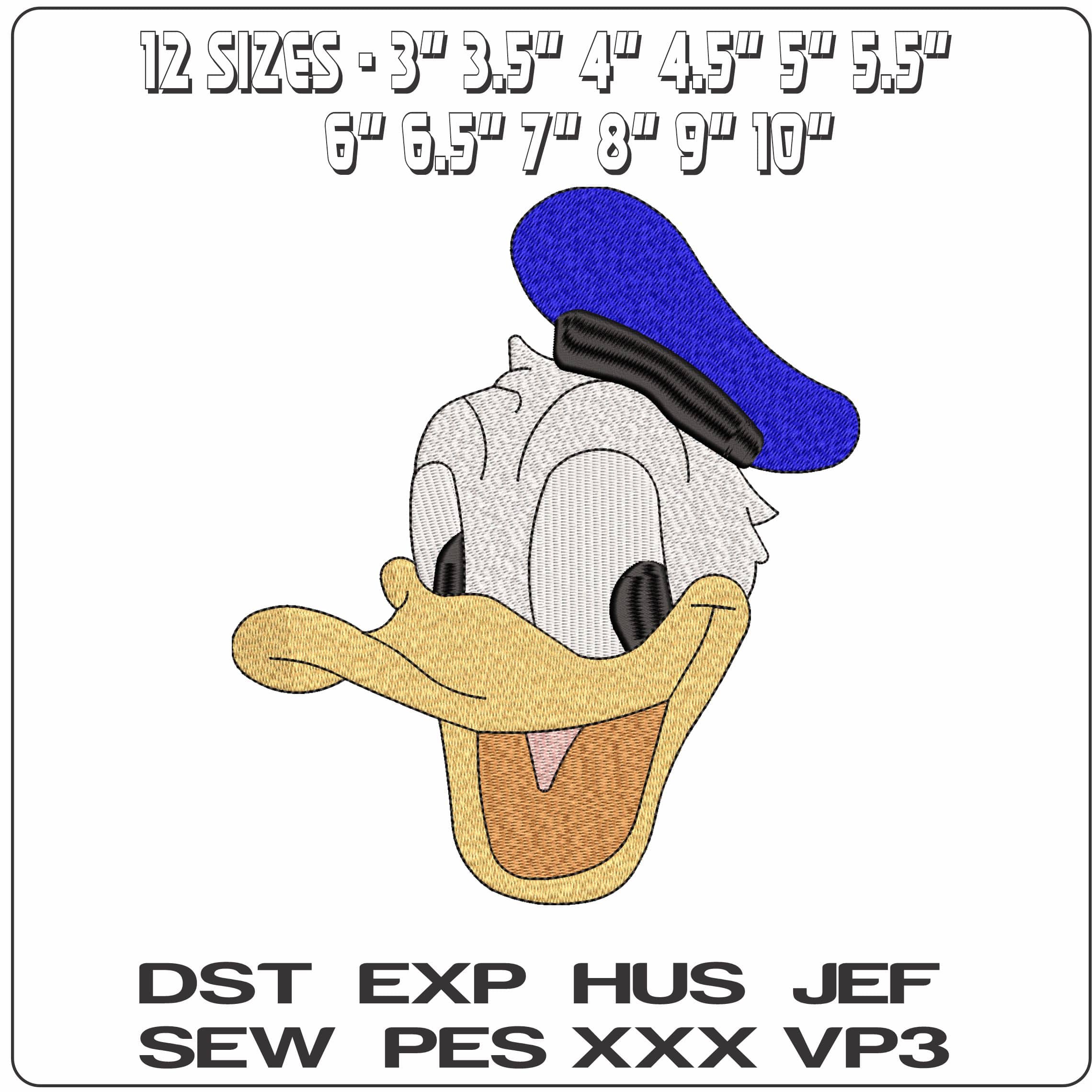 Donald Duck Head Disney  - Elegant embroidery design file - instant download — view 2