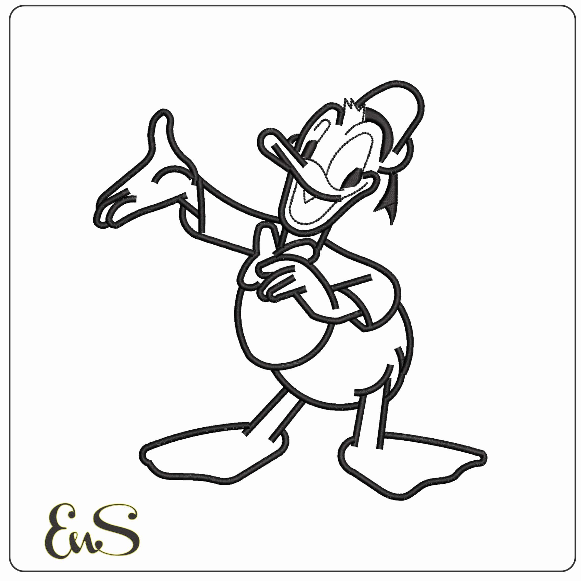 Donald Duck Outline Disney  - Elegant embroidery design file - instant download