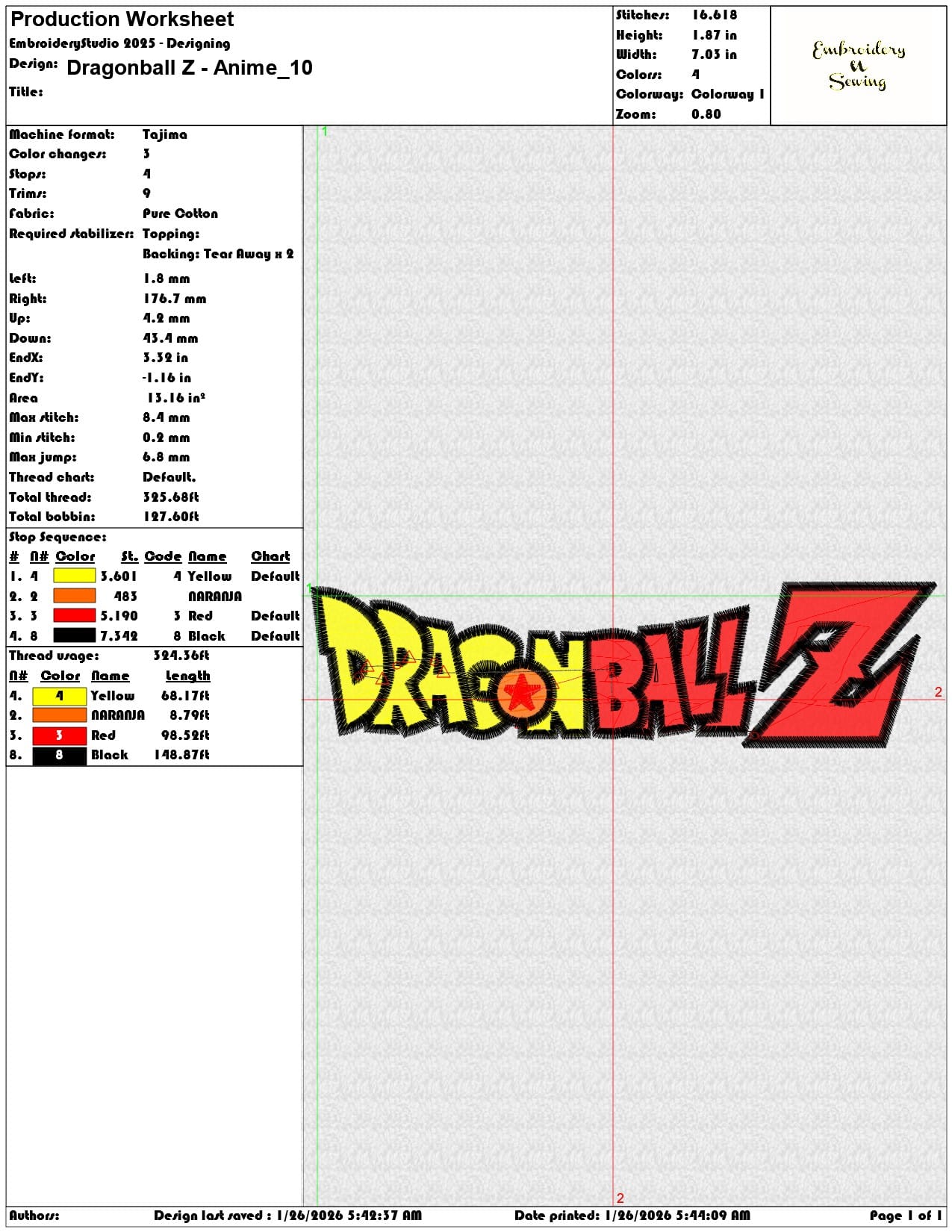 Dragonball Z Anime  - Elegant embroidery design file - instant download — view 3