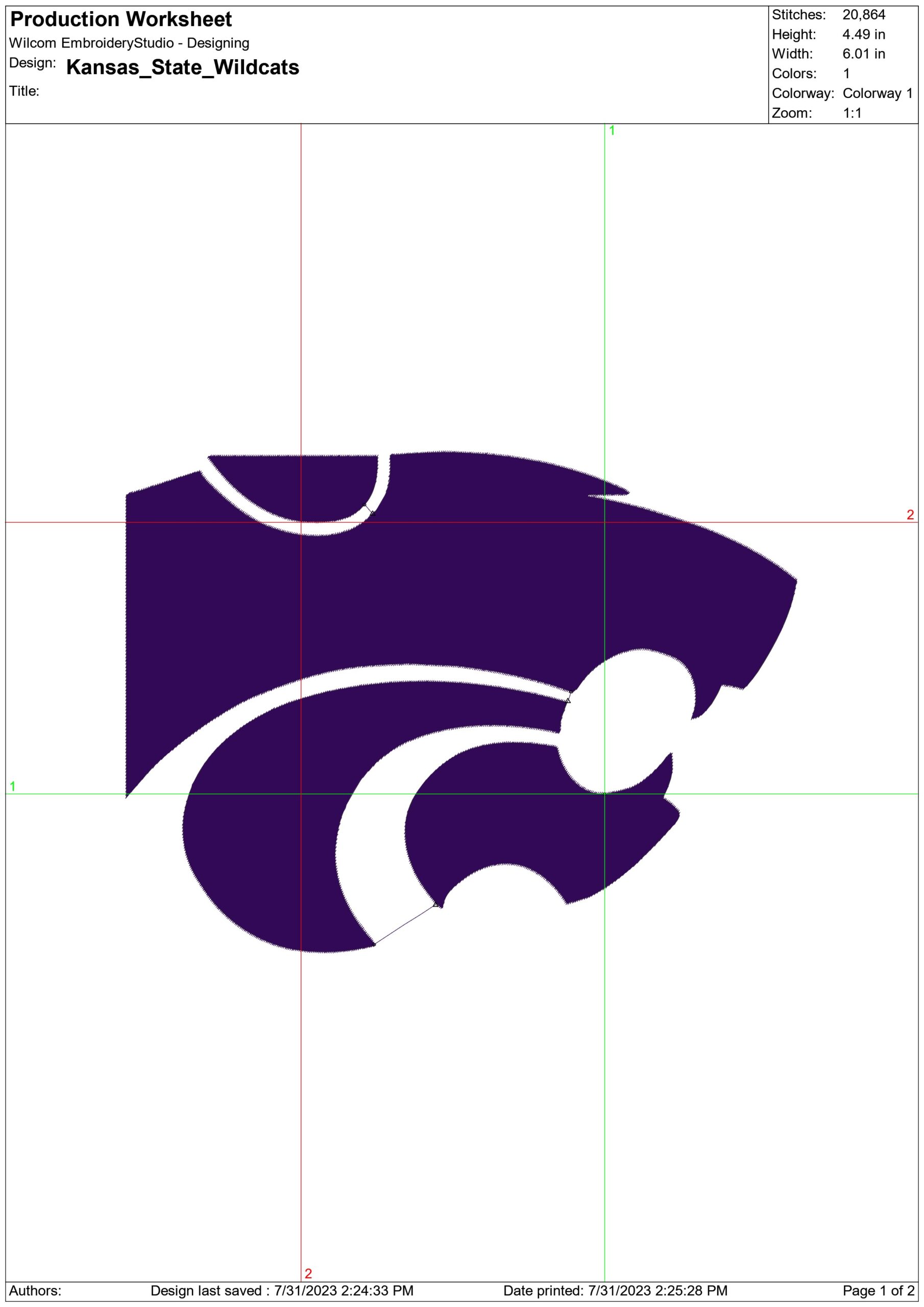 Kansas State embroidery design - Wildcats Logo embroidery machine pattern embroidery file - instant download in a frame — view 2