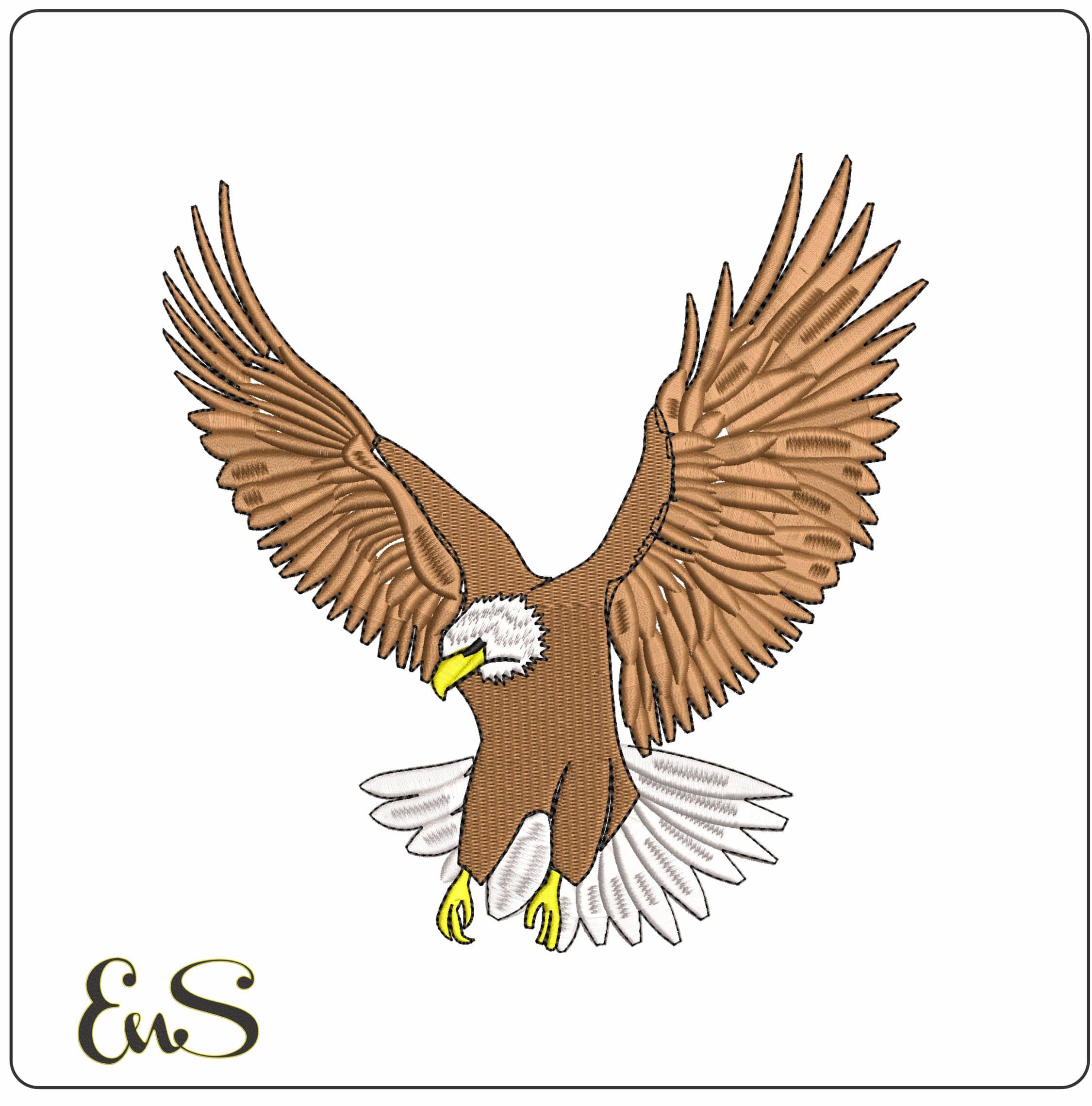Eagle Landing  - Elegant embroidery design file - instant download
