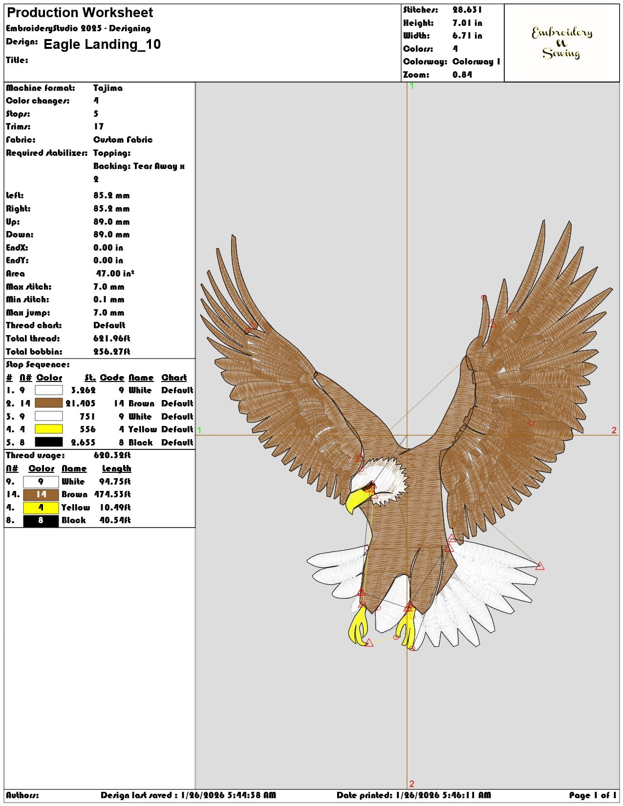 Eagle Landing  - Elegant embroidery design file - instant download — view 3