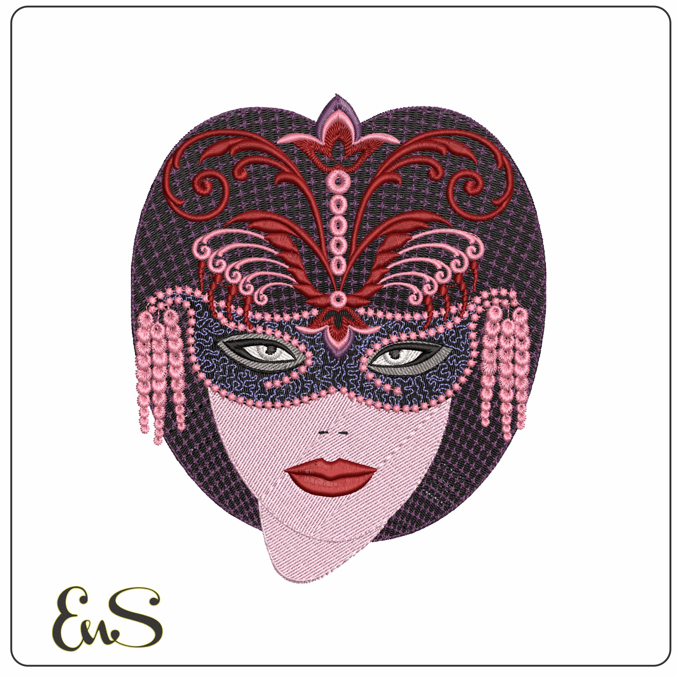 Elegant Lady Bohem Mask  - Elegant embroidery design file - instant download