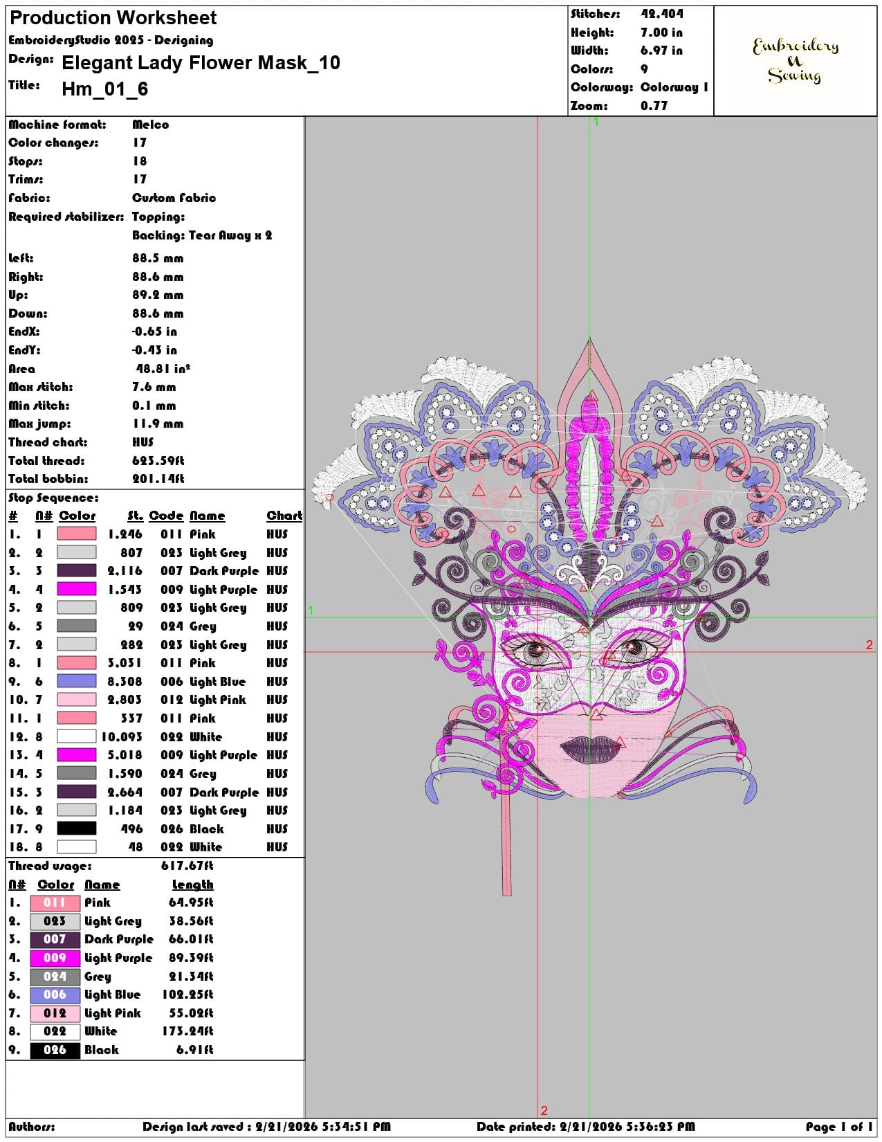 Elegant Lady Flower Mask  - Elegant embroidery design file - instant download — view 3