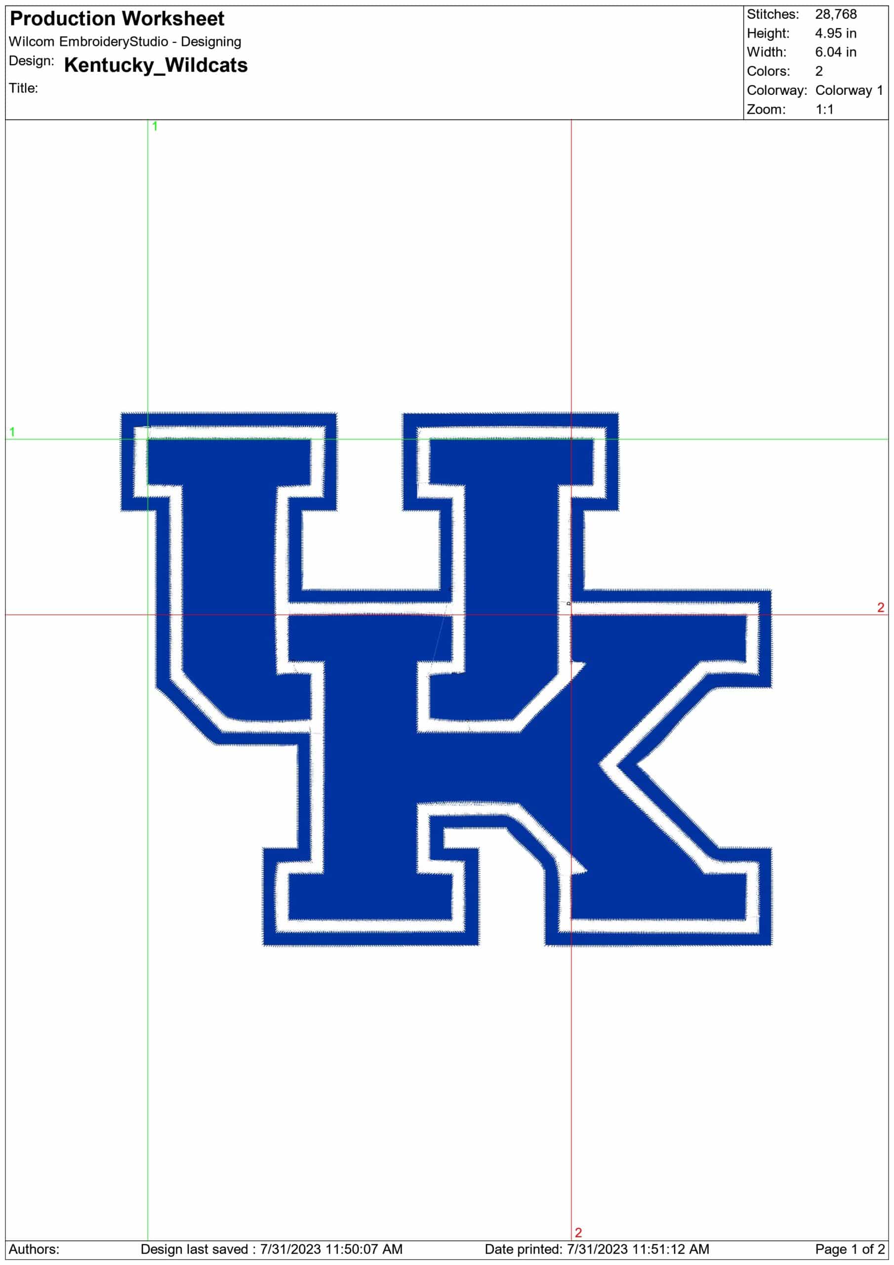 Kentucky Wildcats embroidery design - University of Kentucky Logo embroidery machine pattern embroidery file - instant download in a frame — view 2
