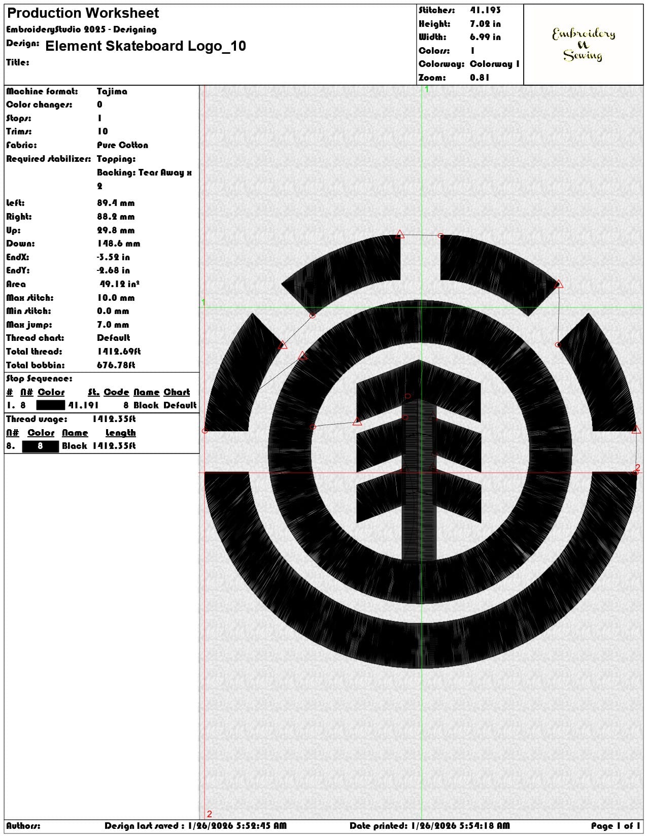 Element Skateboard Logo  - Elegant embroidery design file - instant download — view 3