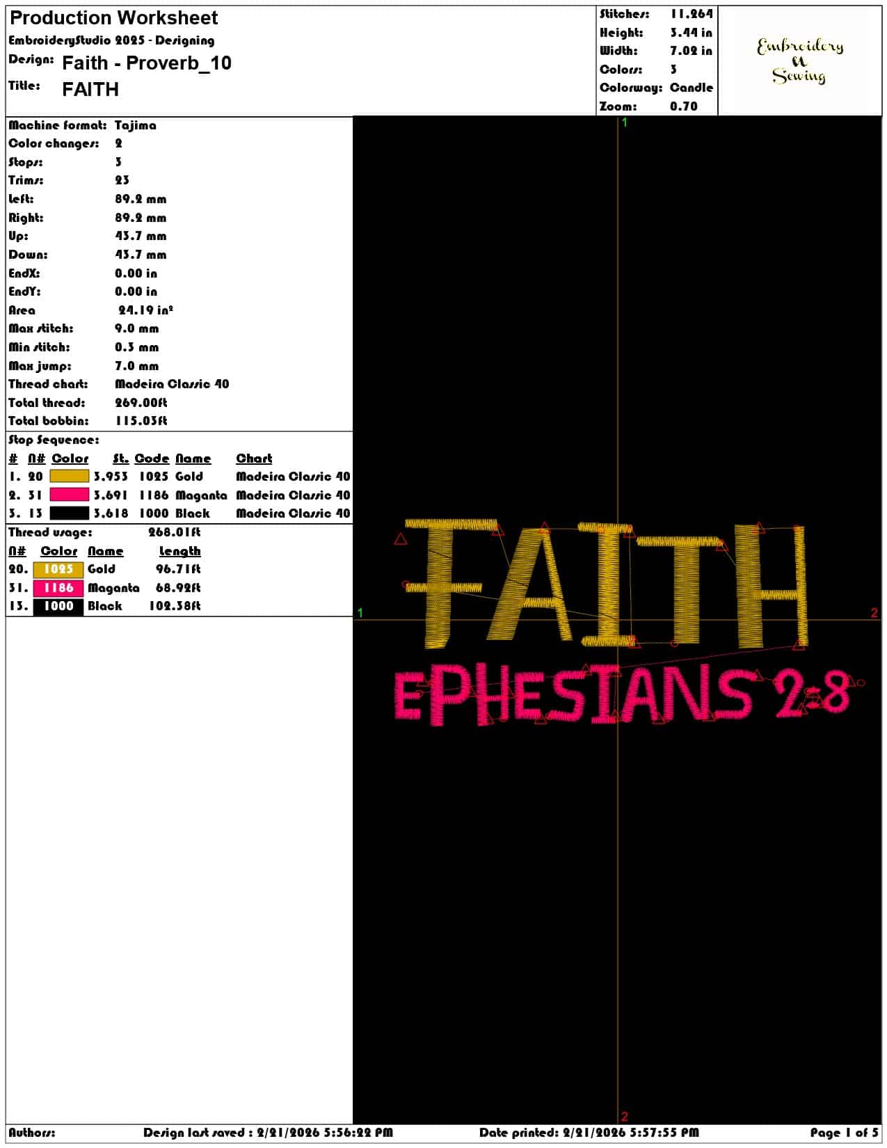 Faith Proverb  - Elegant embroidery design file - instant download — view 3