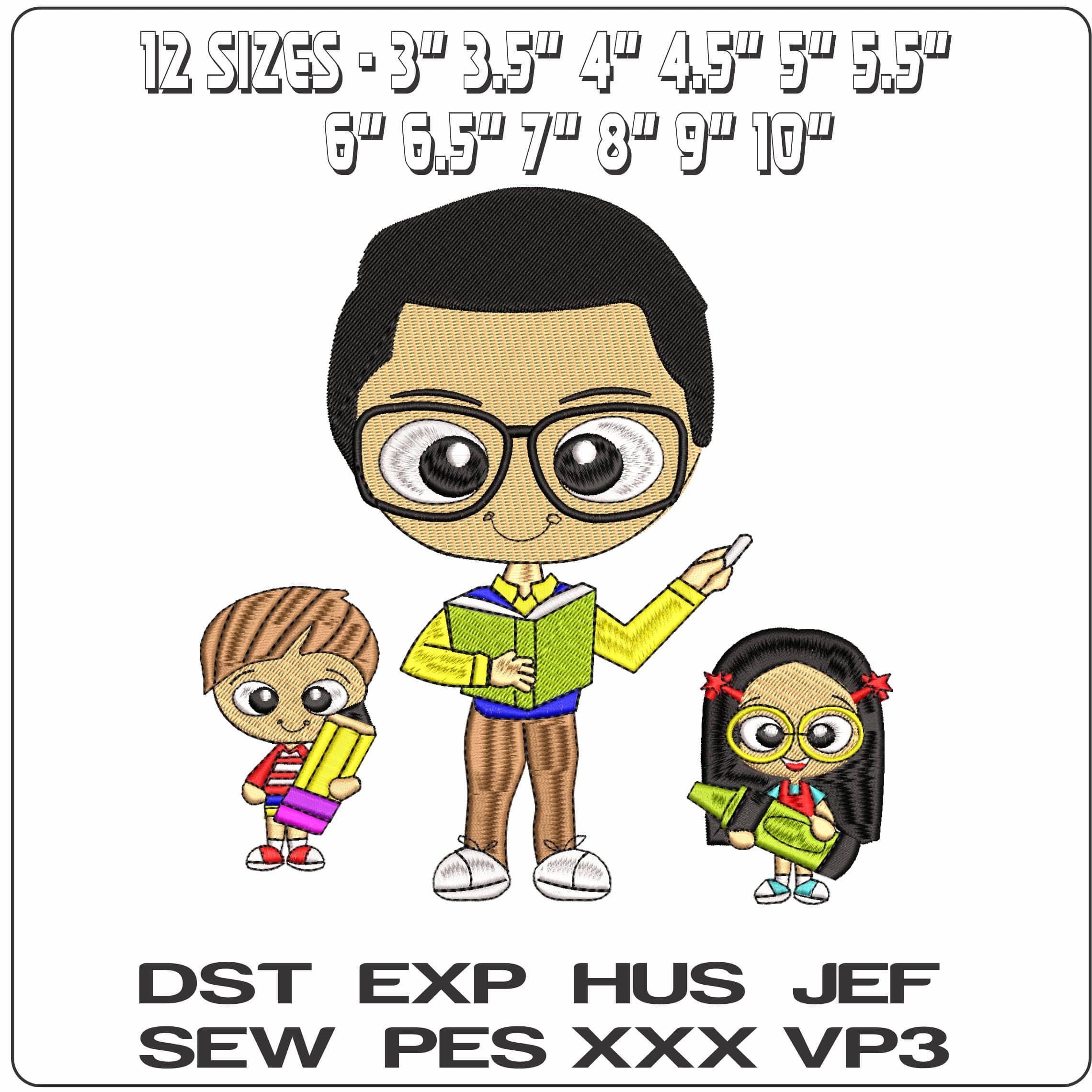 Family Learning  - Elegant embroidery design file - instant download — view 2