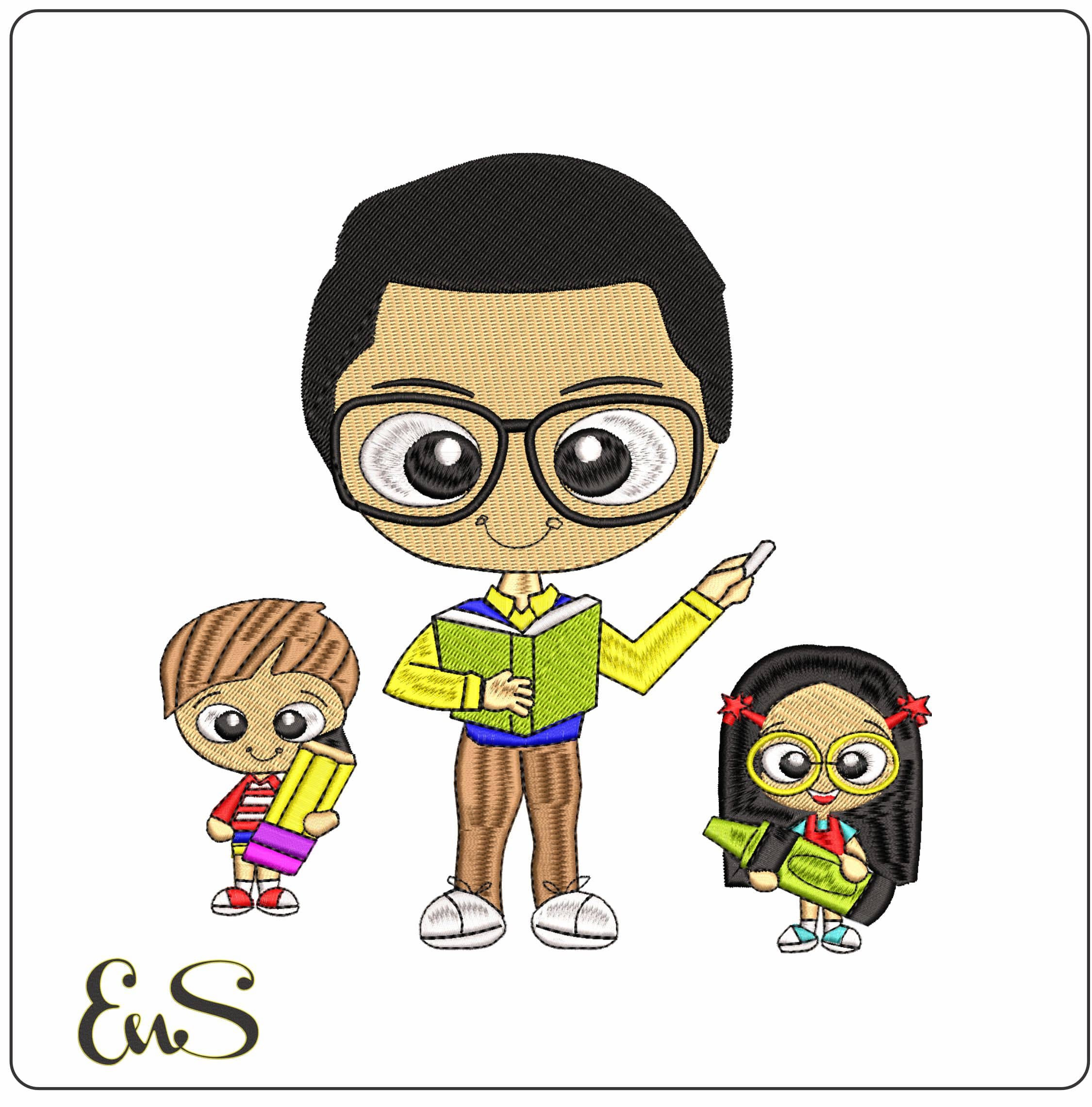 Family Learning  - Elegant embroidery design file - instant download