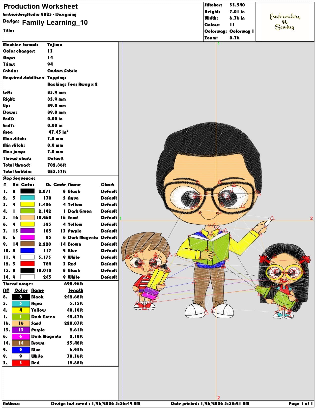 Family Learning  - Elegant embroidery design file - instant download — view 3