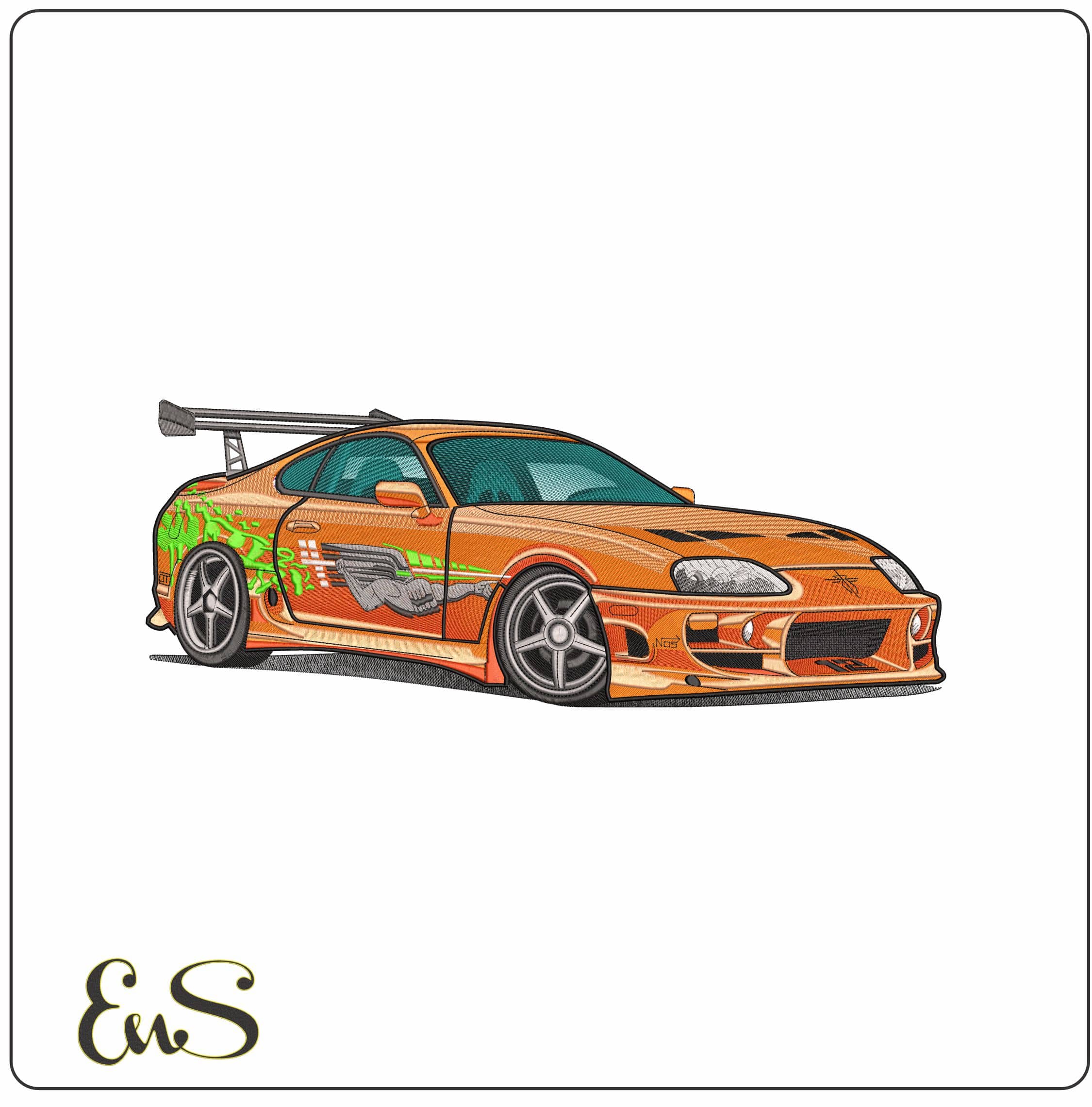 Fast and Furious Toyota Supra  - Elegant embroidery design file - instant download