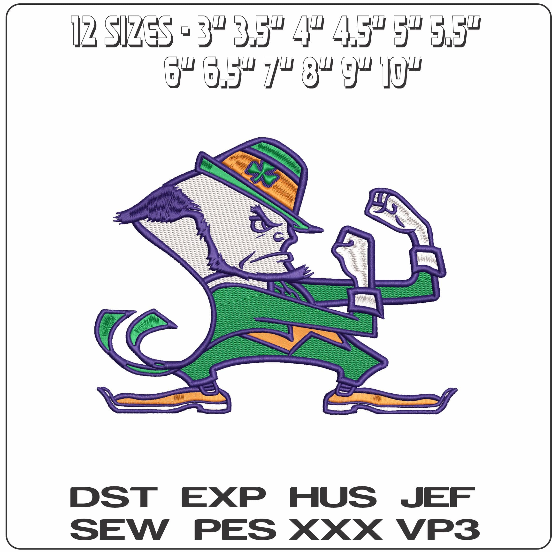 Fighting Irish Notre Dame College  - Elegant embroidery design file - instant download — view 2