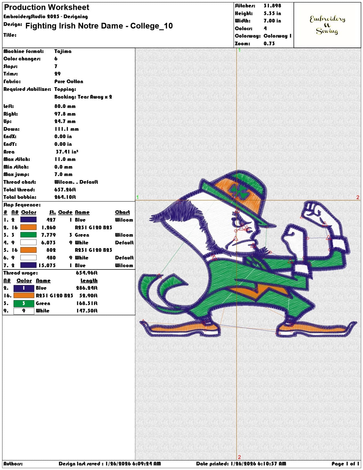 Fighting Irish Notre Dame College  - Elegant embroidery design file - instant download — view 3