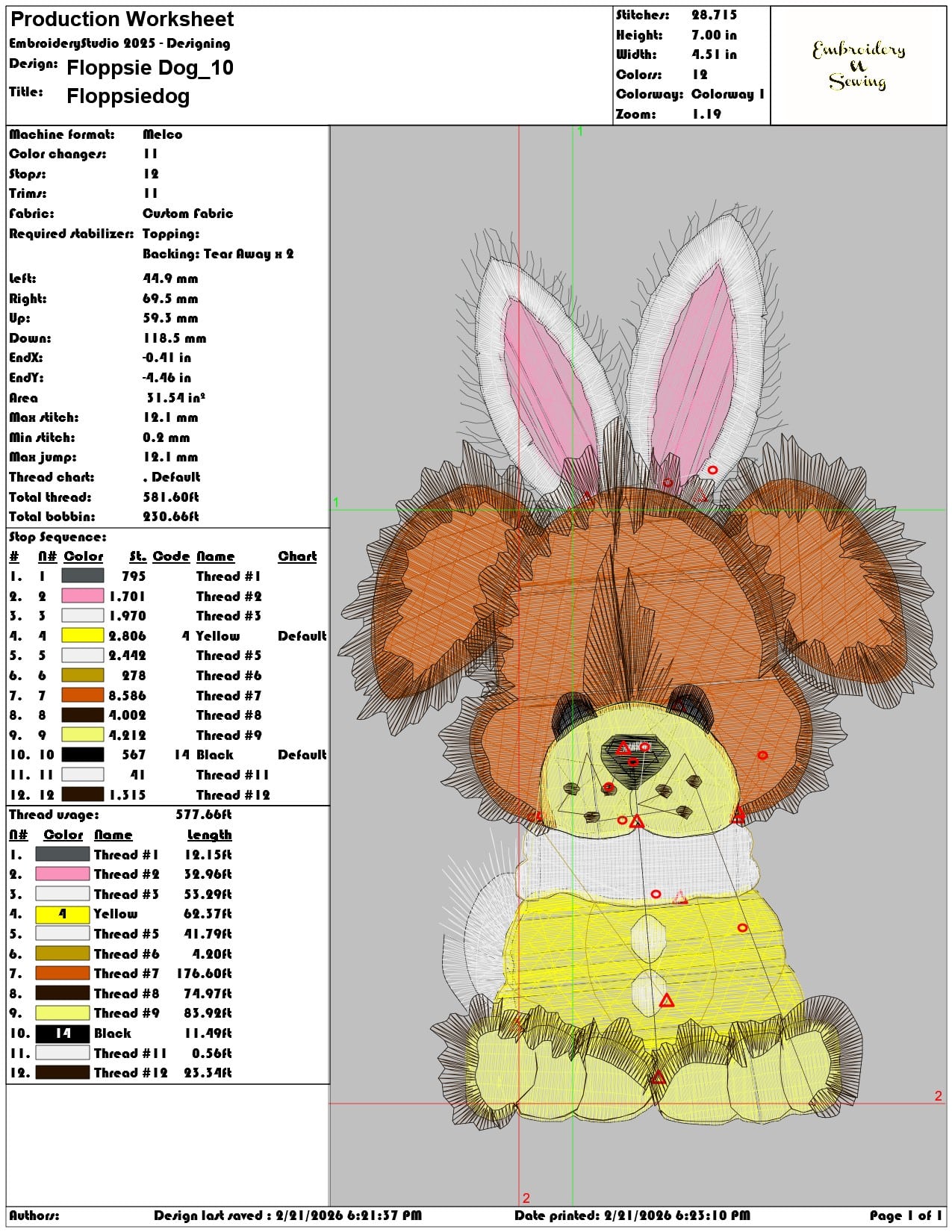 Floppsie Dog  - Elegant embroidery design file - instant download — view 3