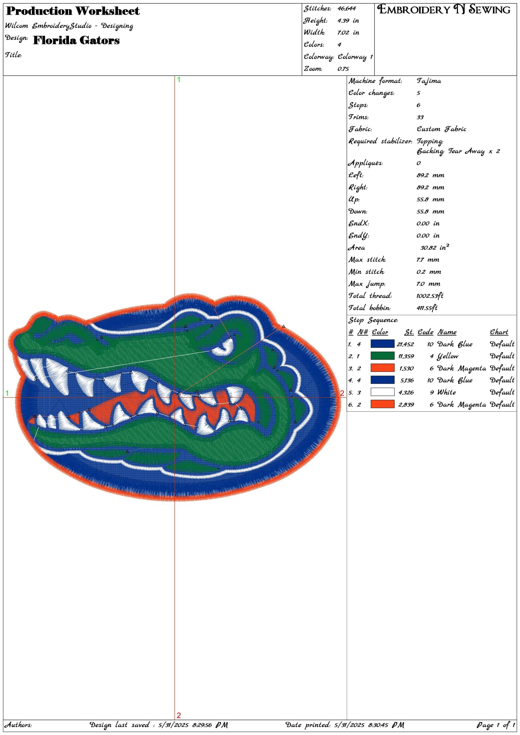 Florida Gators  - Elegant embroidery design file - instant download — view 3