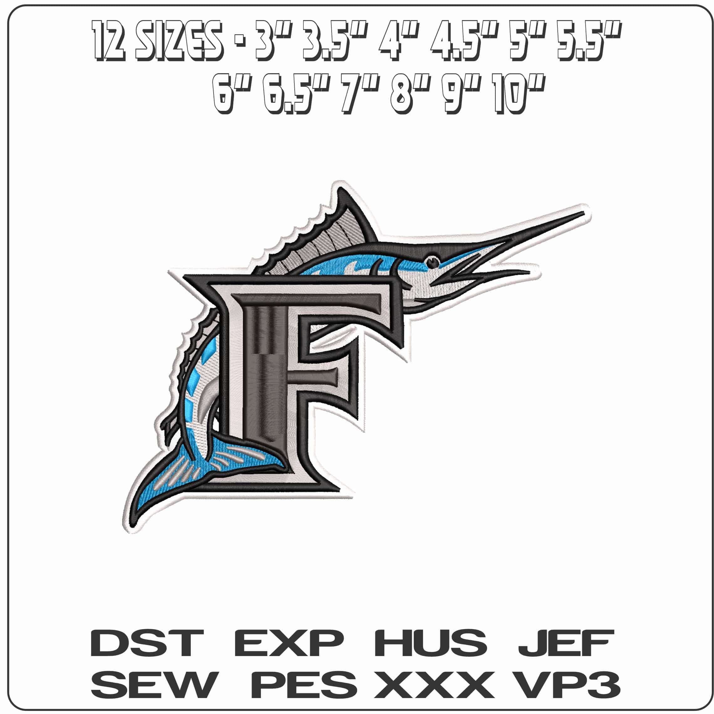 Florida Marlins F 1993 2011 MLB  - Elegant embroidery design file - instant download — view 2