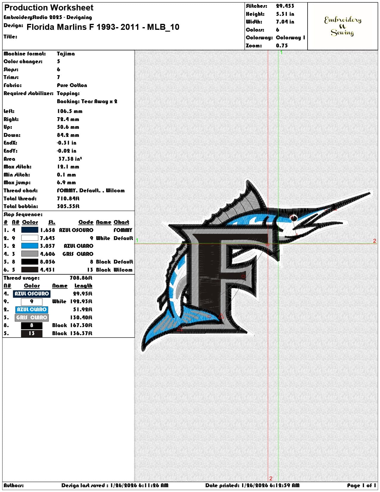 Florida Marlins F 1993 2011 MLB  - Elegant embroidery design file - instant download — view 3