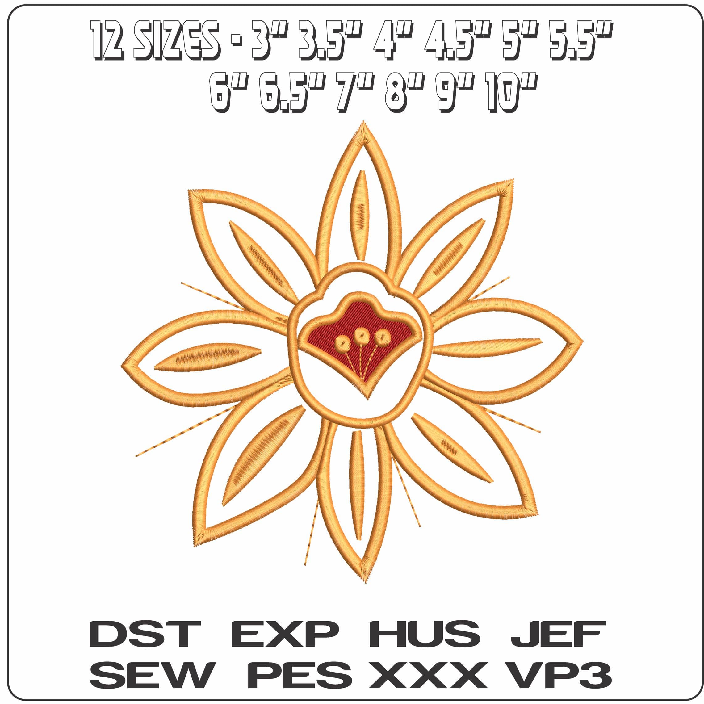 Flower Applique  - Elegant embroidery design file - instant download — view 2