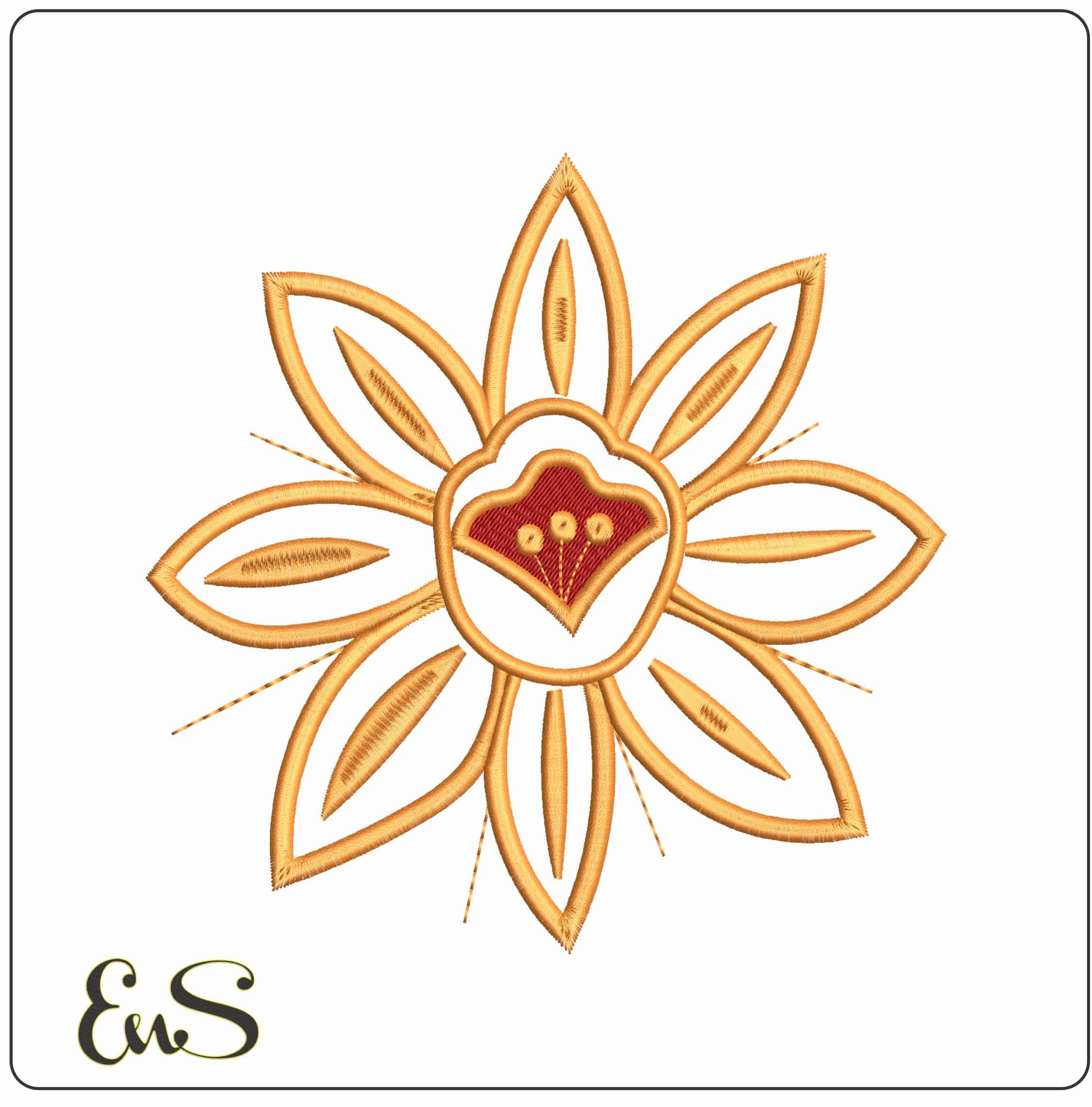 Flower Applique  - Elegant embroidery design file - instant download