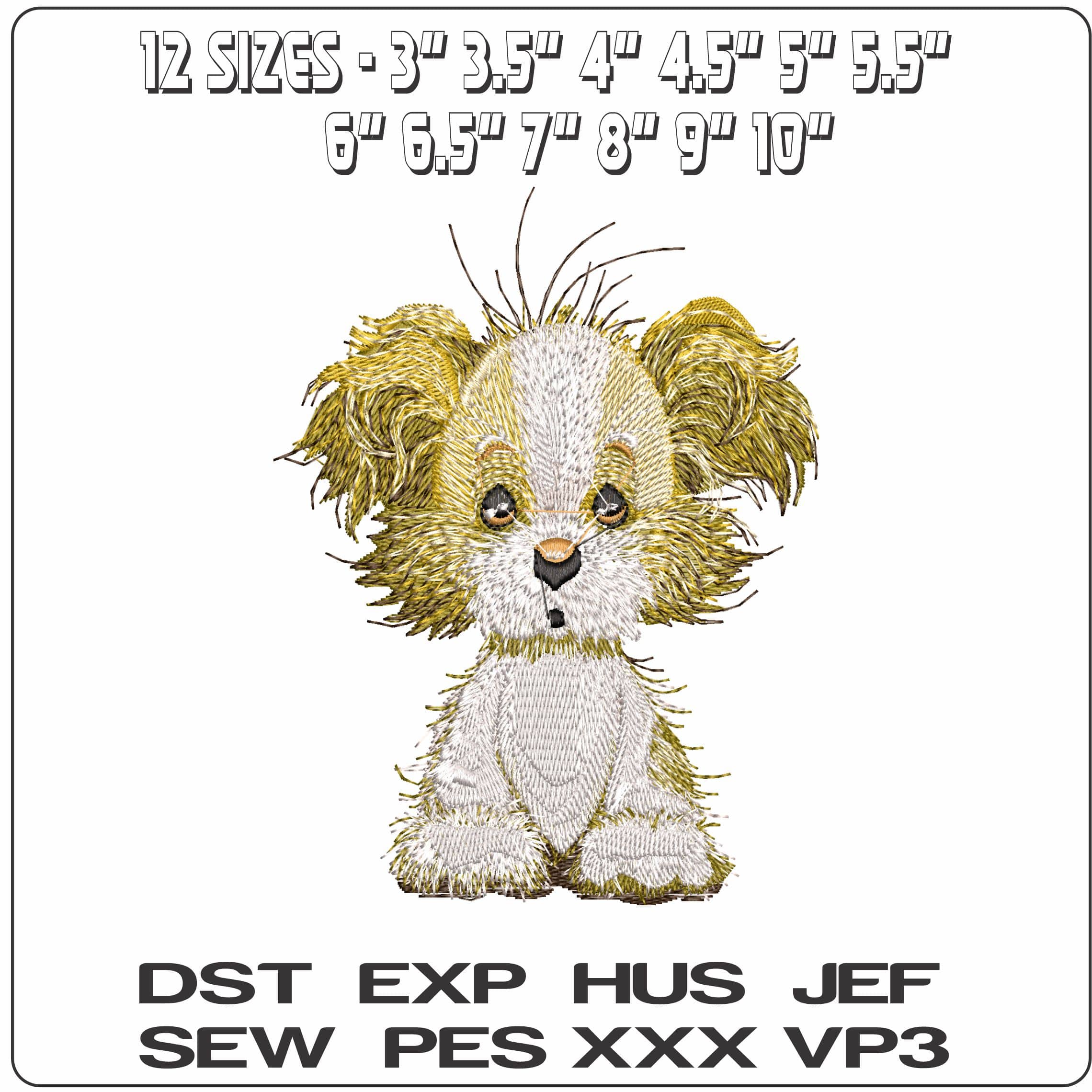 Fluffy Dog  - Elegant embroidery design file - instant download — view 2