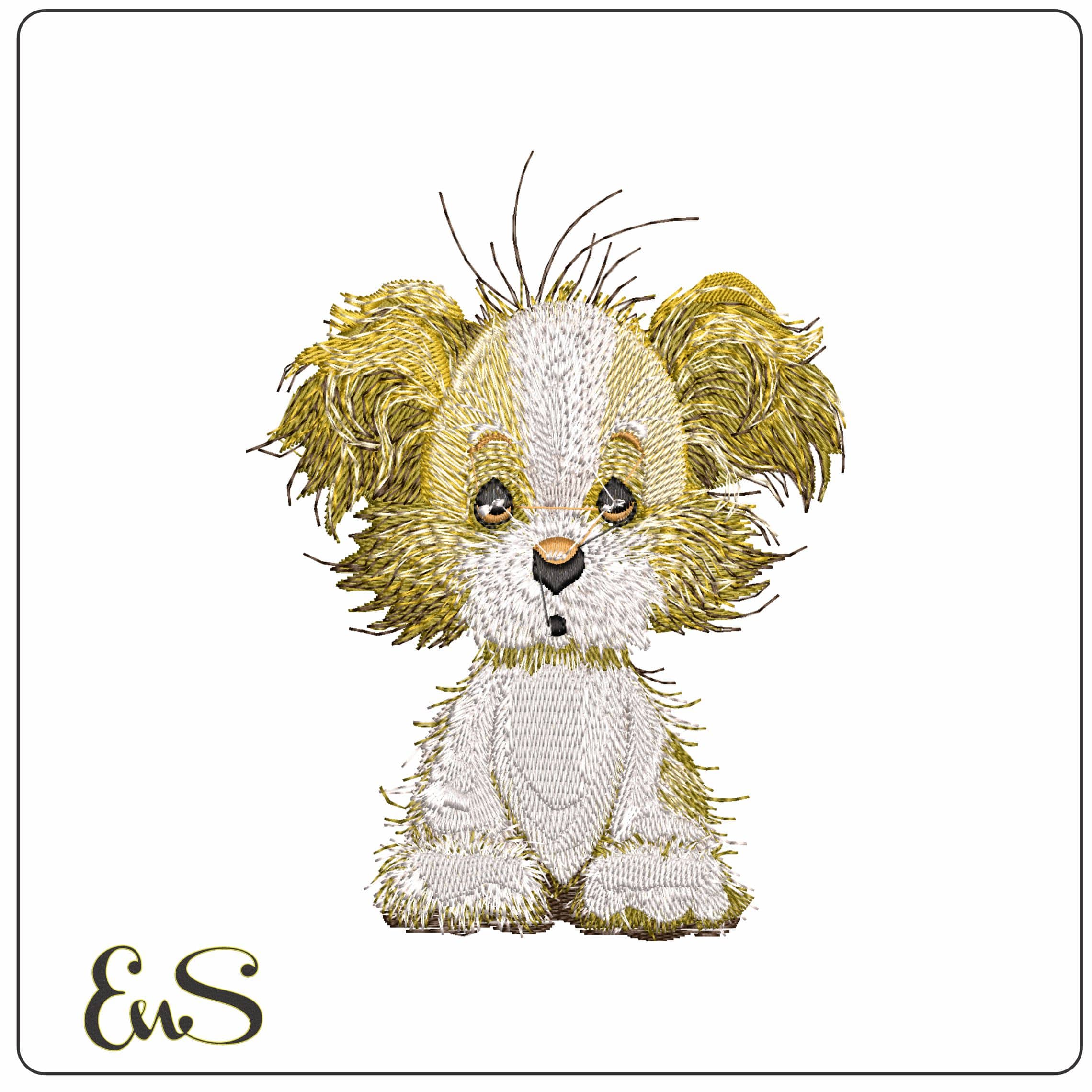 Fluffy Dog  - Elegant embroidery design file - instant download
