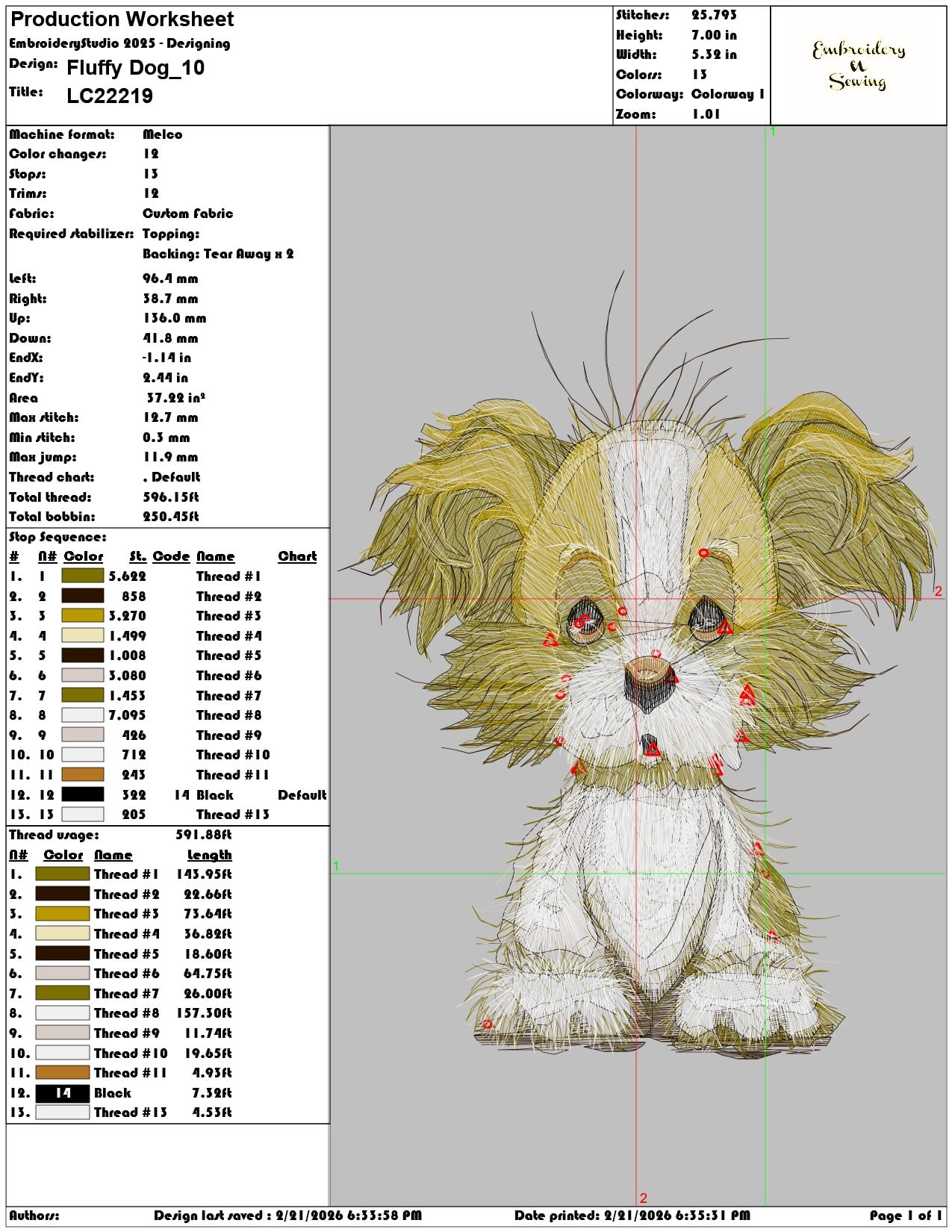 Fluffy Dog  - Elegant embroidery design file - instant download — view 3