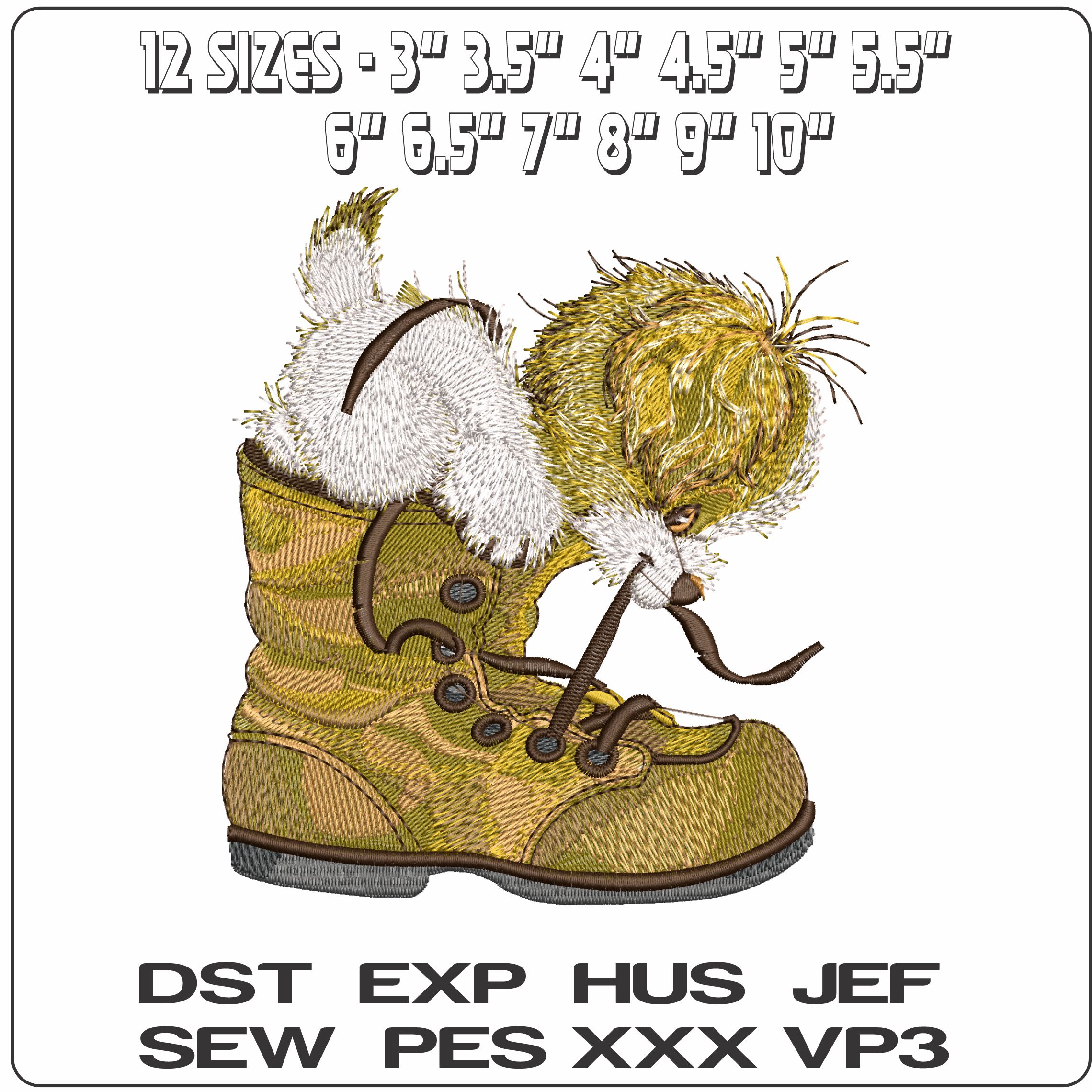 Fluffy dog in Boot  - Elegant embroidery design file - instant download — view 2