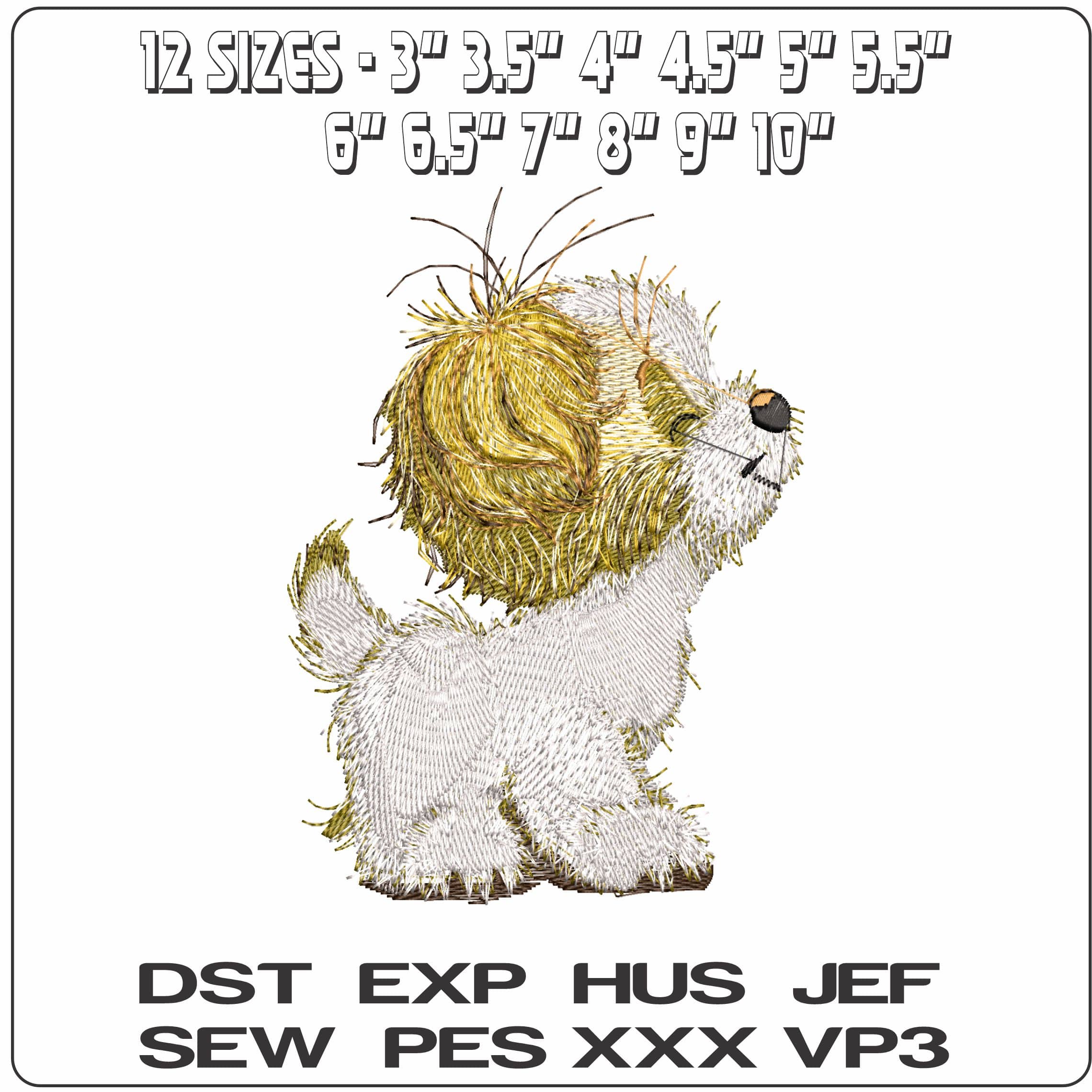 Fluffy Dog Posing  - Elegant embroidery design file - instant download — view 2