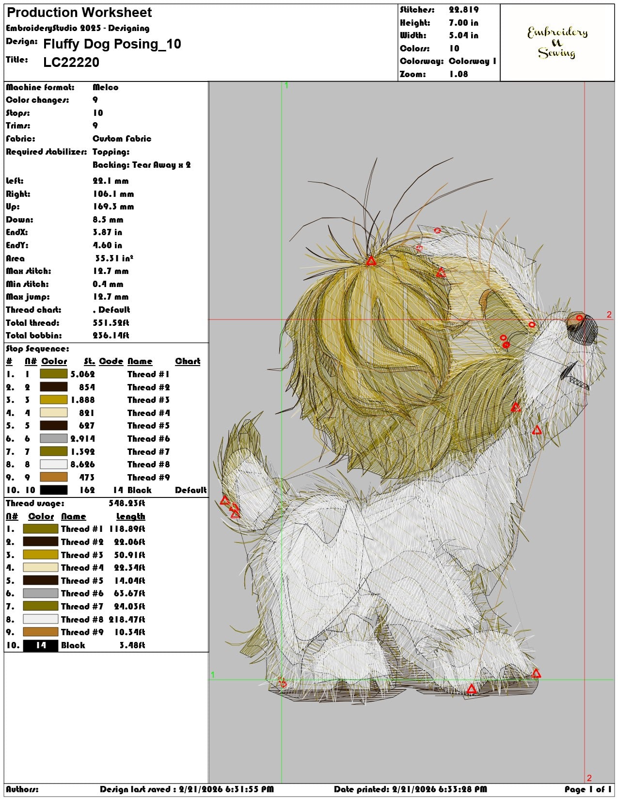 Fluffy Dog Posing  - Elegant embroidery design file - instant download — view 3