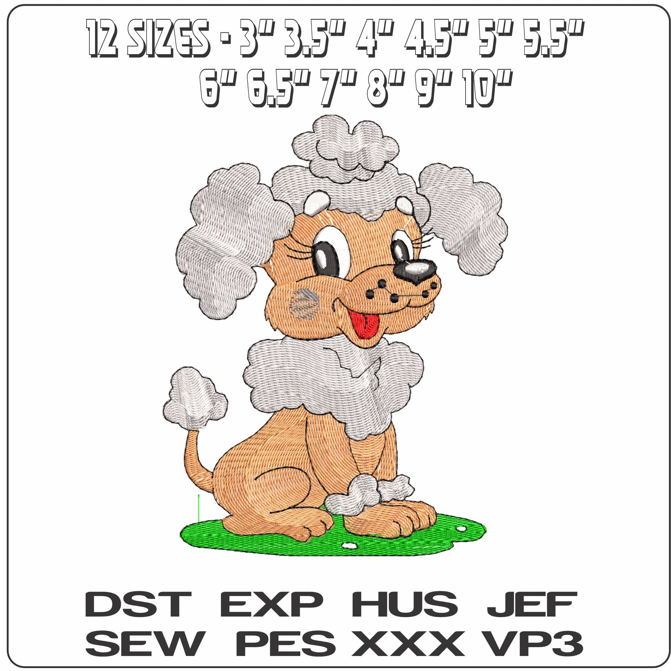 Fluffy Poodle  - Elegant embroidery design file - instant download — view 2