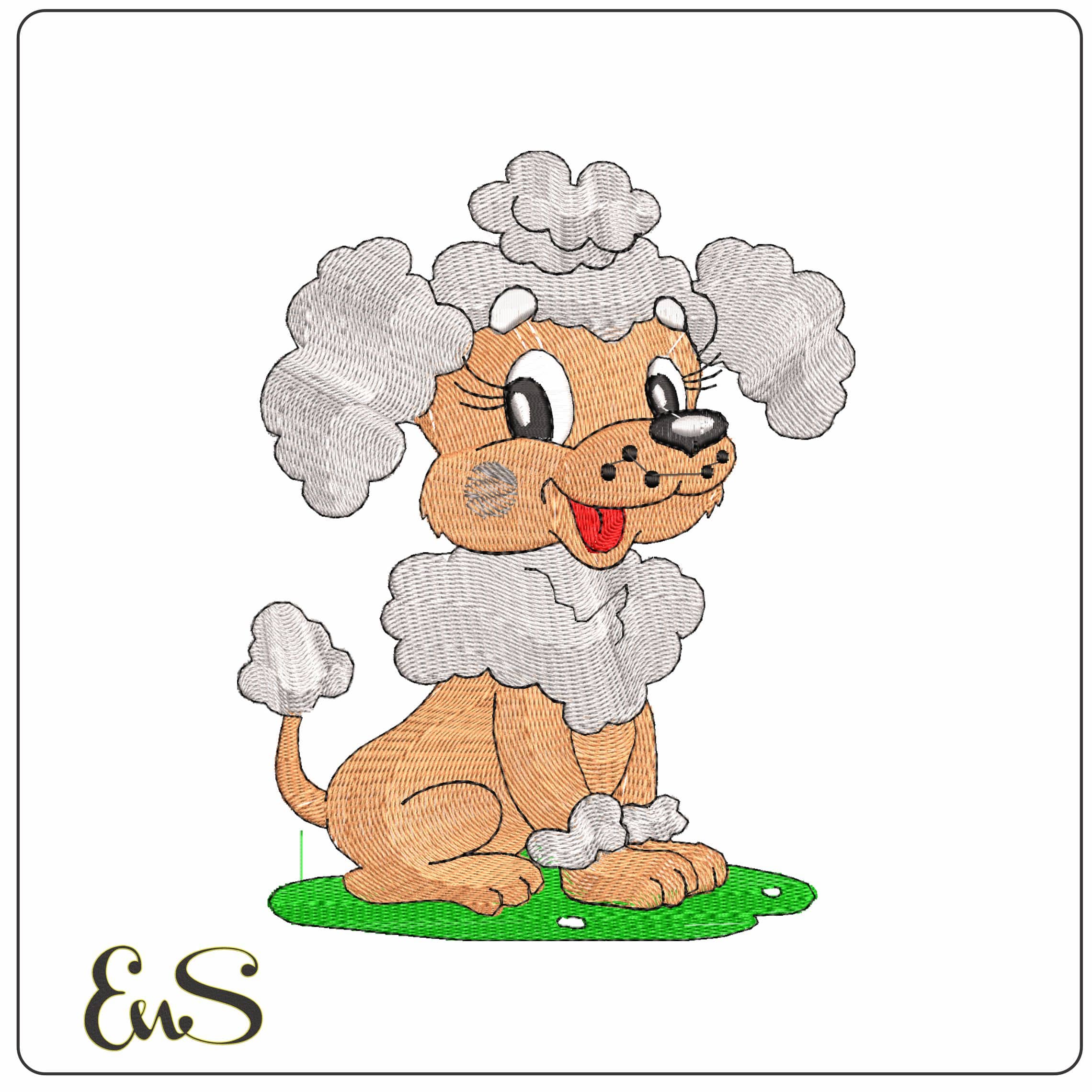 Fluffy Poodle  - Elegant embroidery design file - instant download