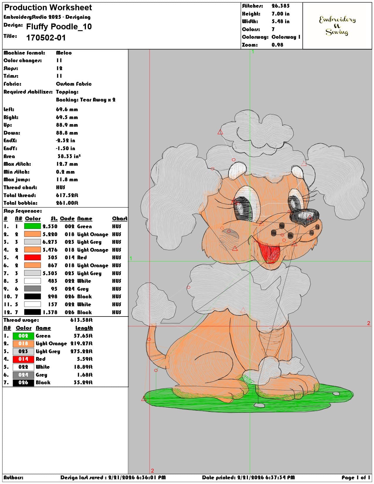 Fluffy Poodle  - Elegant embroidery design file - instant download — view 3