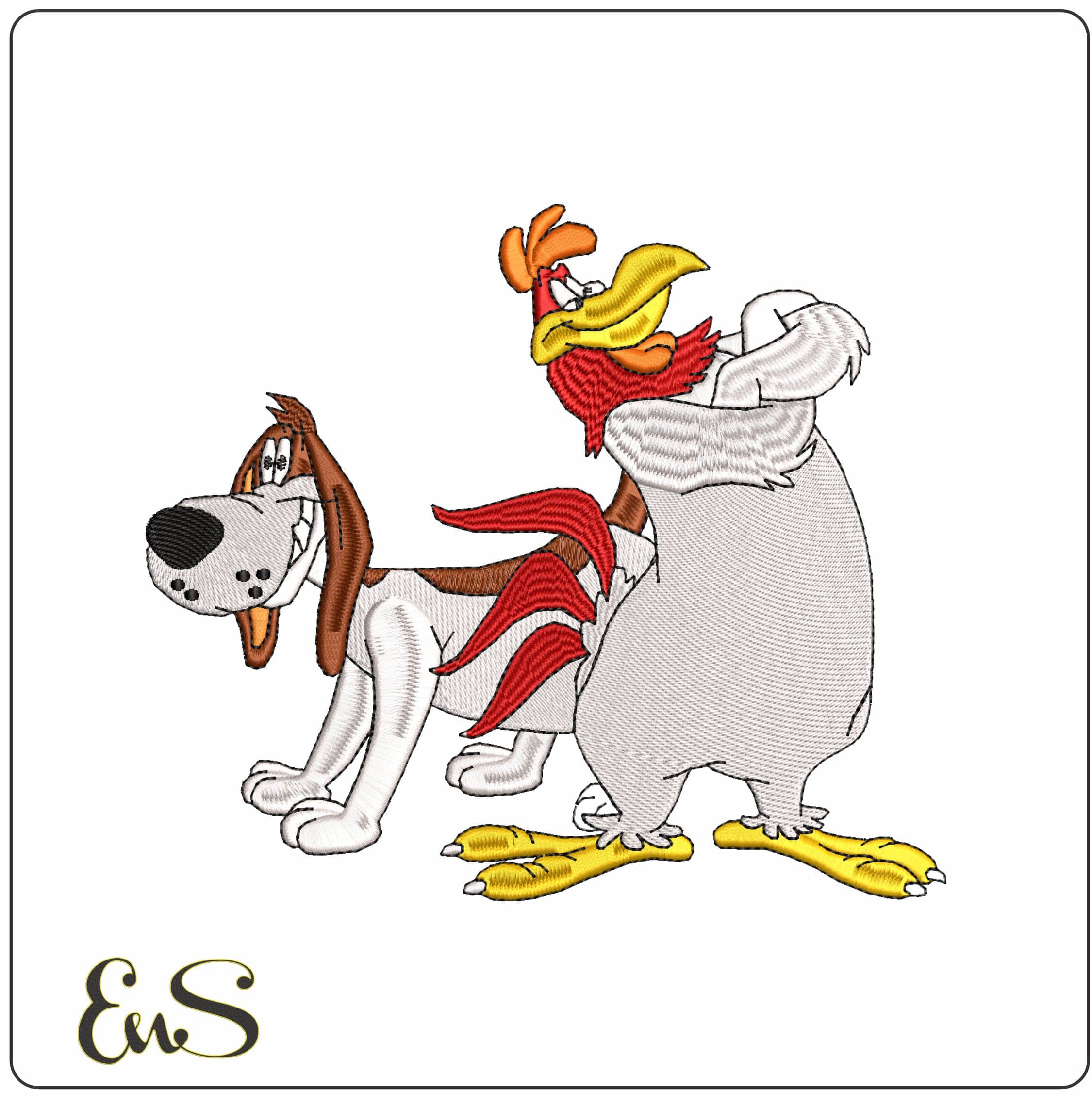 Foghorn Leghorn and Barnyard Dawg Looney Tunes  - Elegant embroidery design file - instant download