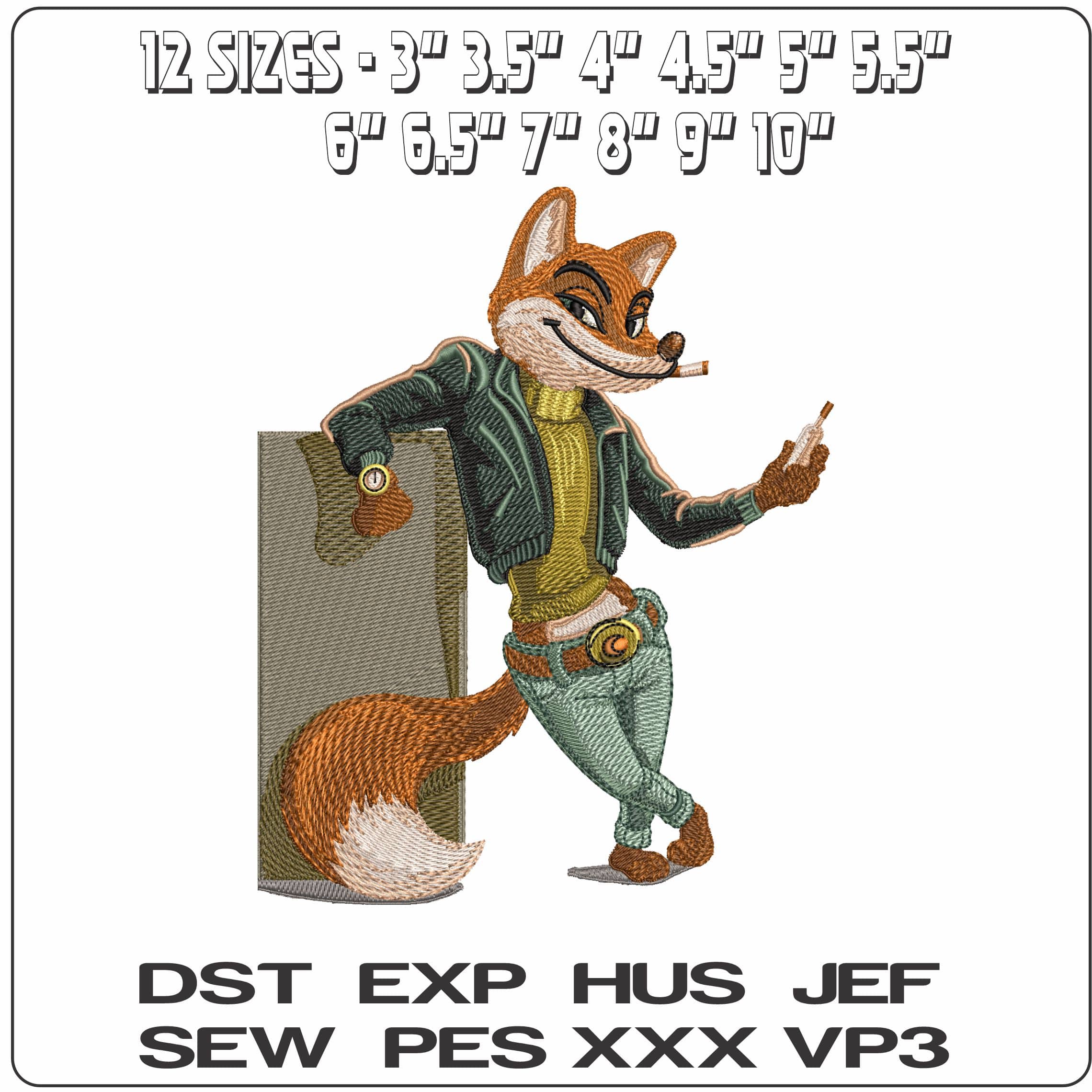 fox   - Elegant embroidery design file - instant download — view 2