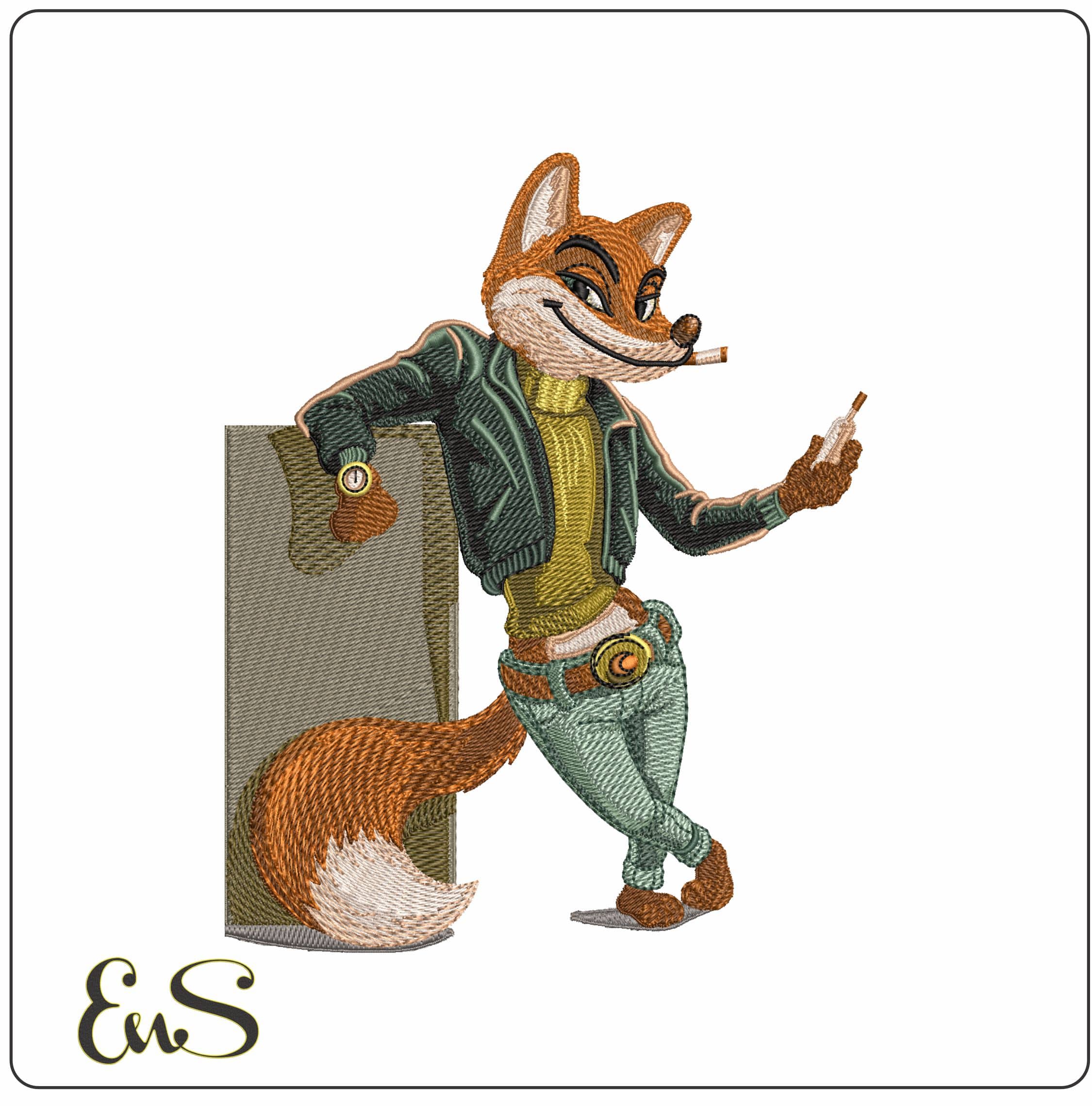 fox   - Elegant embroidery design file - instant download