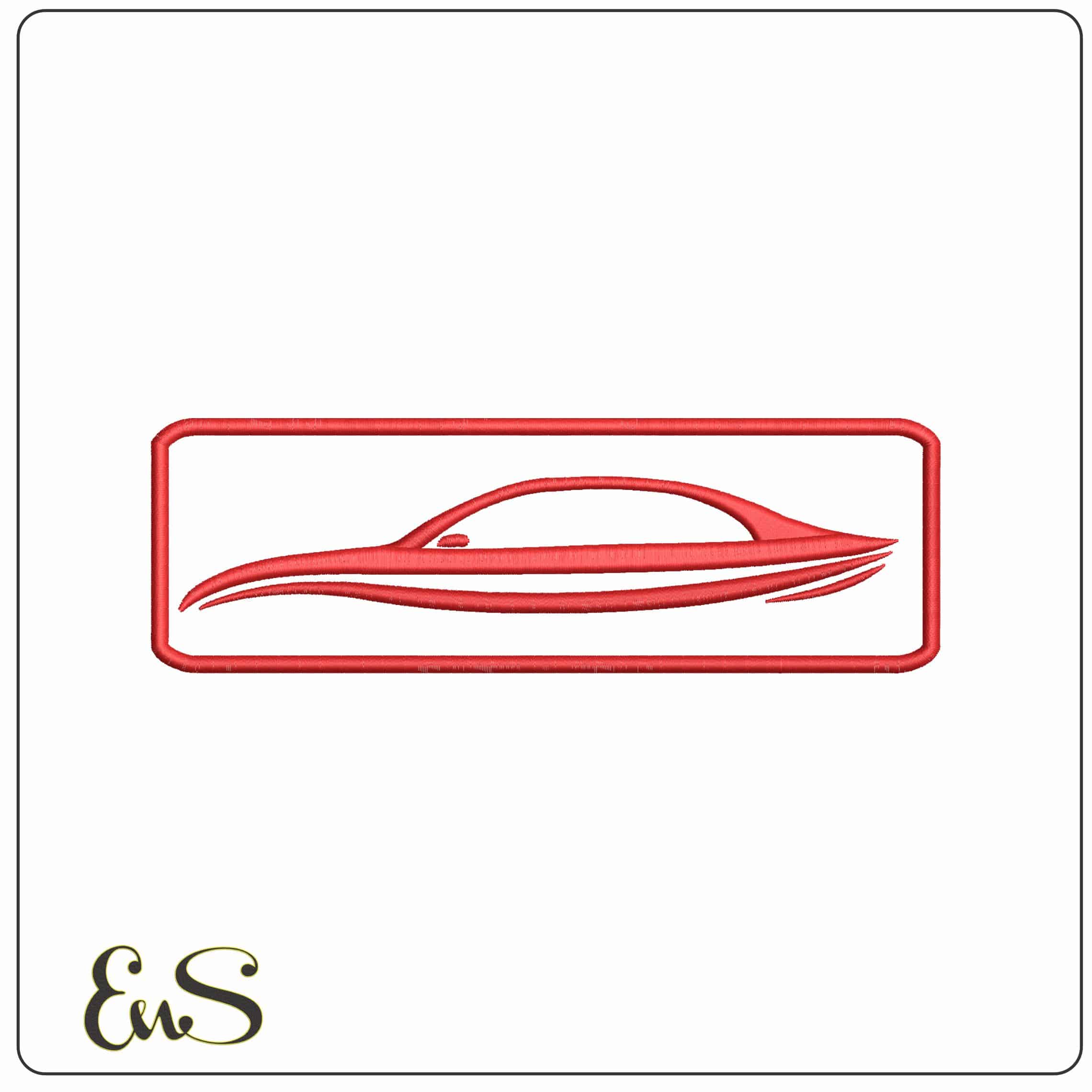 Framed Car outline   - Elegant embroidery design file - instant download