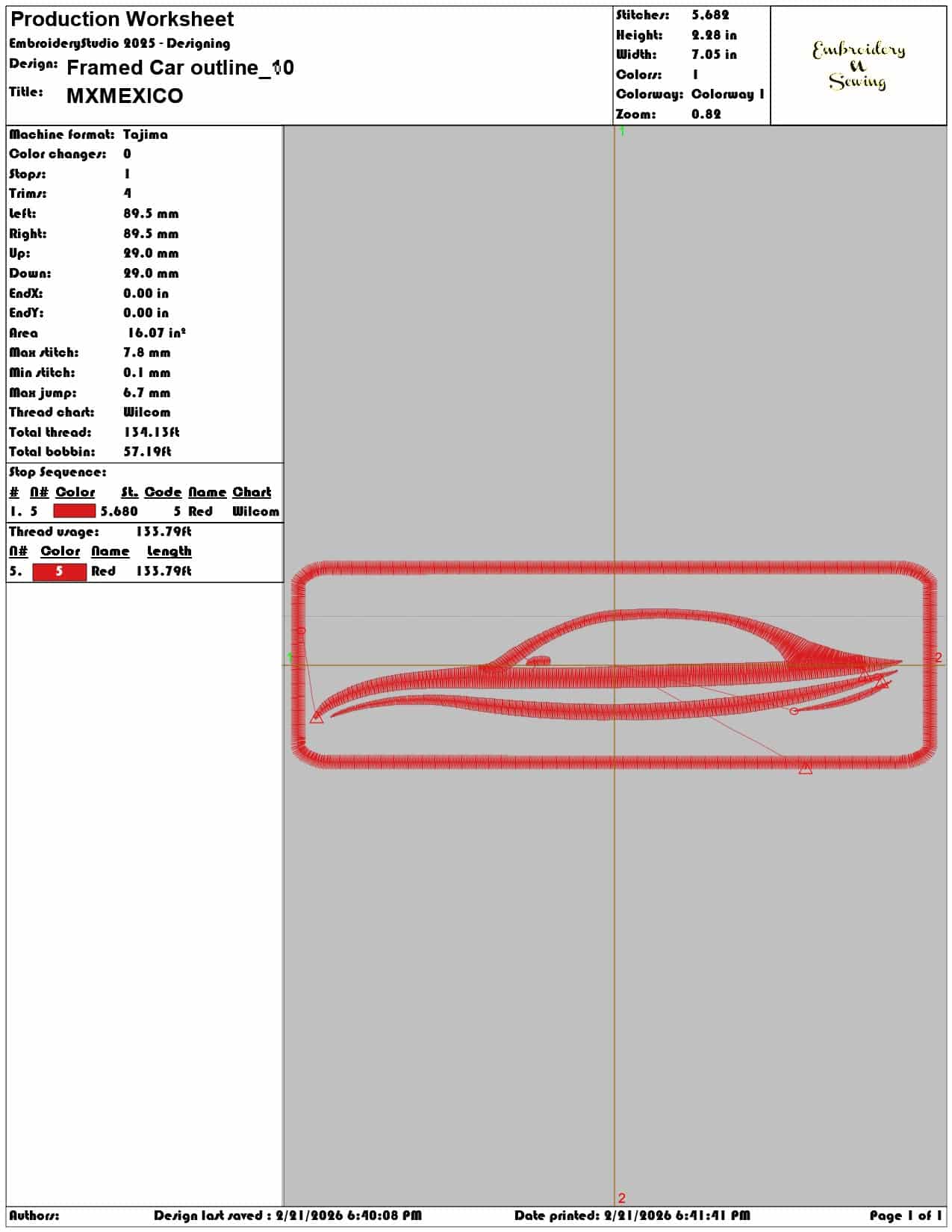 Framed Car outline   - Elegant embroidery design file - instant download — view 3