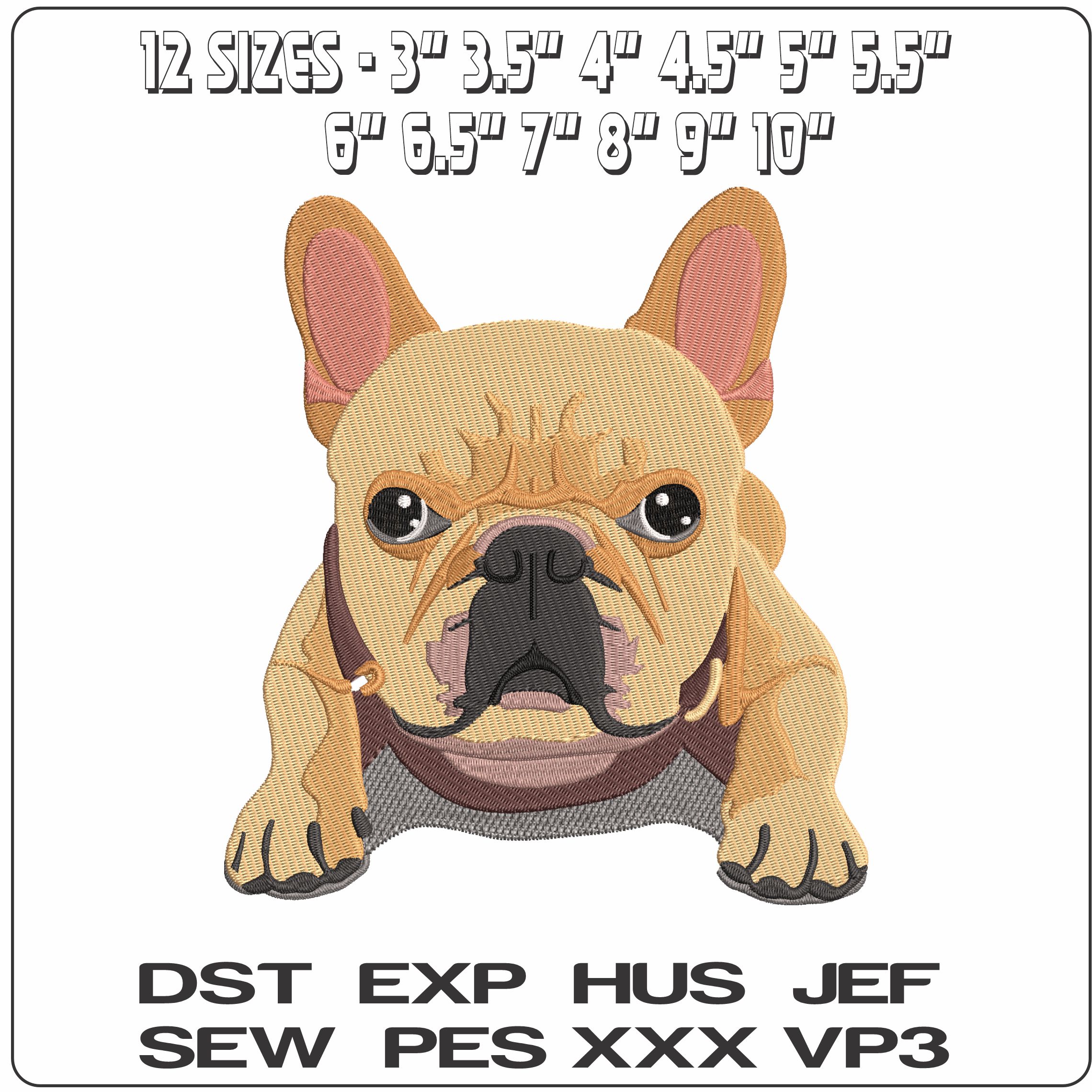 French Bulldog Laying Down   - Elegant embroidery design file - instant download — view 2