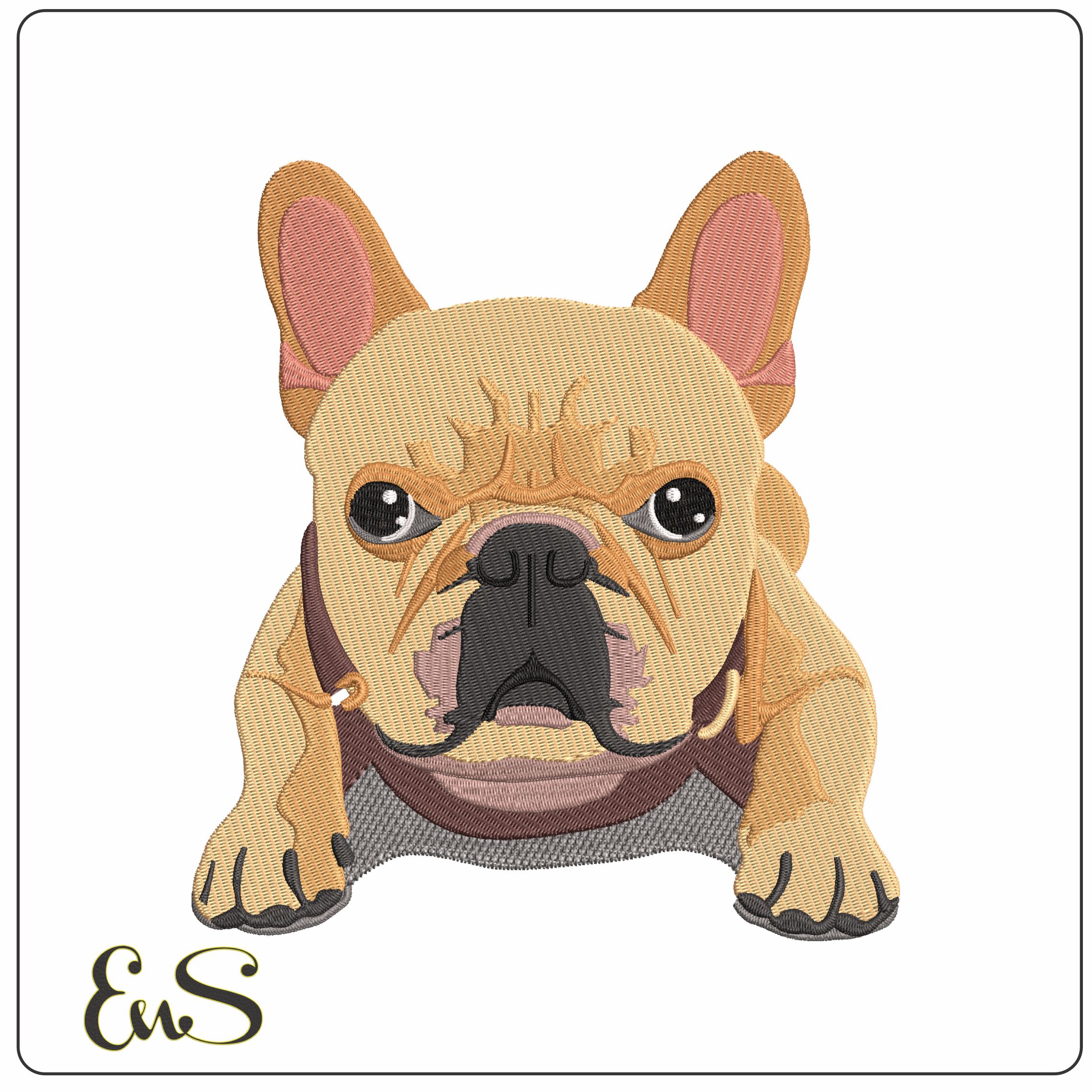French Bulldog Laying Down   - Elegant embroidery design file - instant download