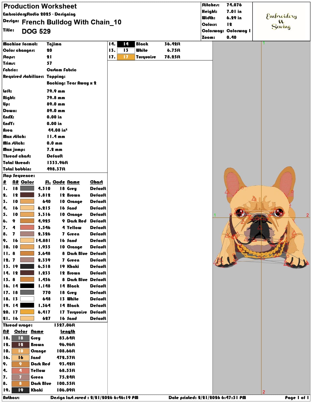 French Bulldog With Chain   - Elegant embroidery design file - instant download — view 3