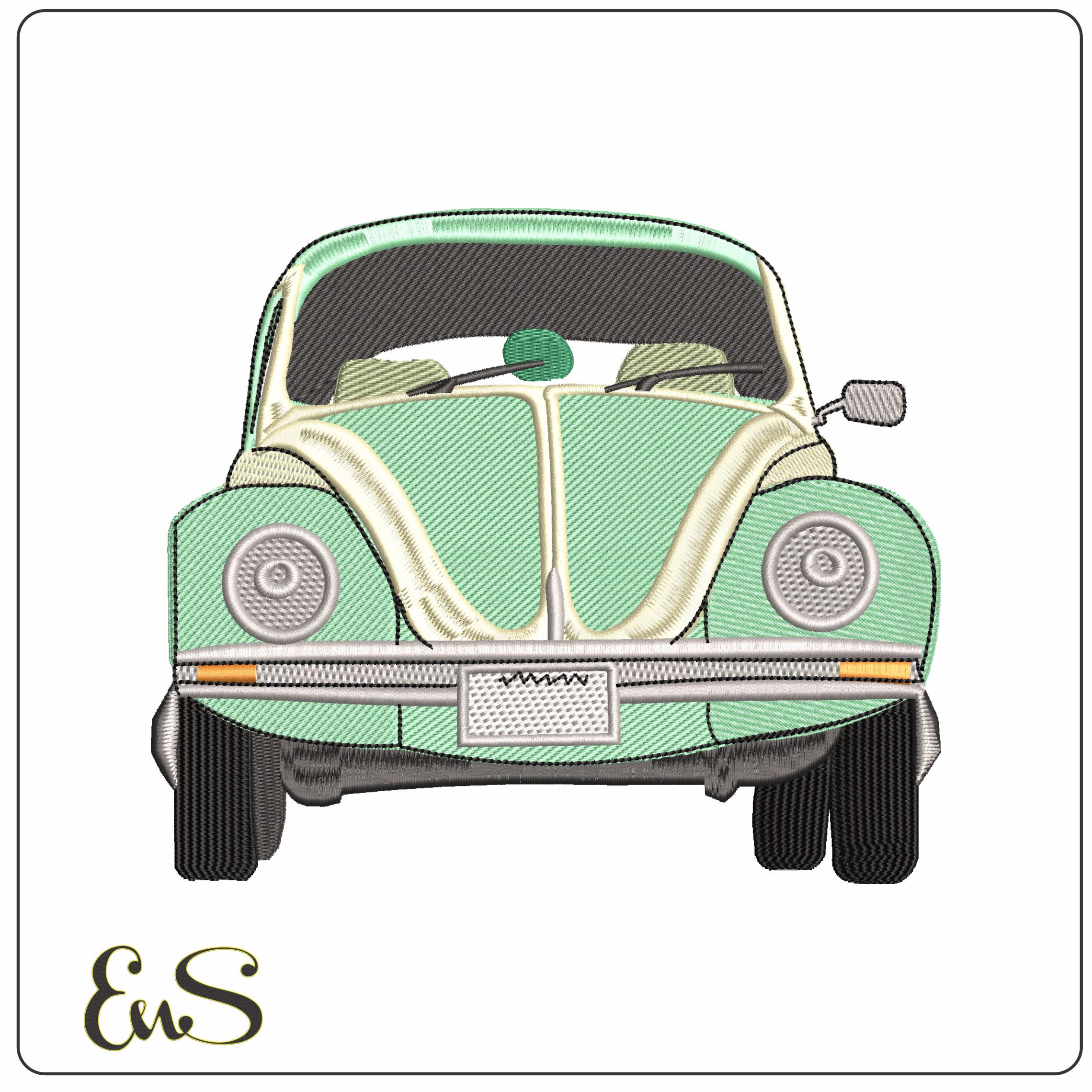 Front on VW Beetle   - Elegant embroidery design file - instant download