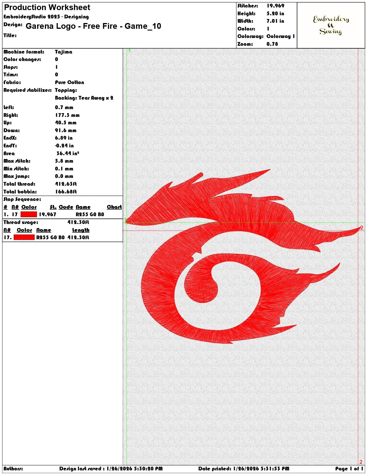 Garena Logo Free Fire Game   - Elegant embroidery design file - instant download — view 3