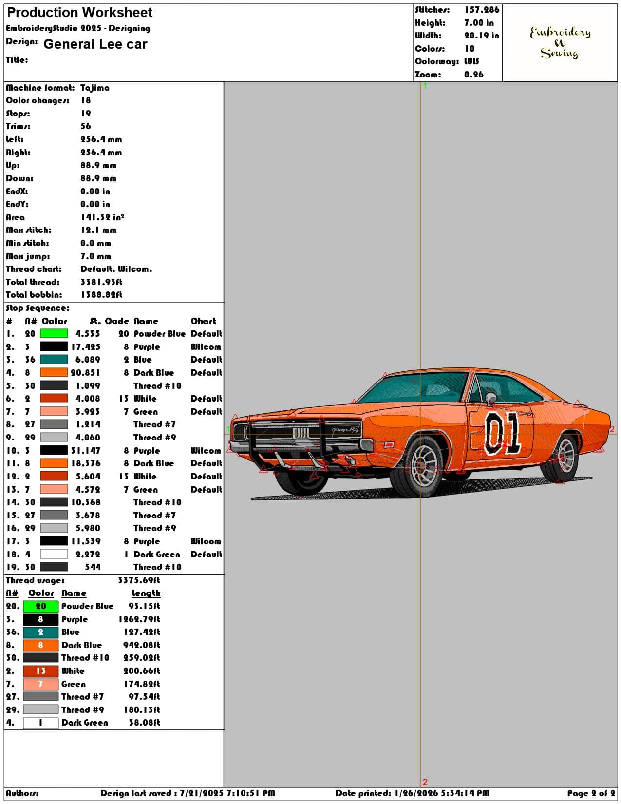 General Lee car   - Elegant embroidery design file - instant download — view 4