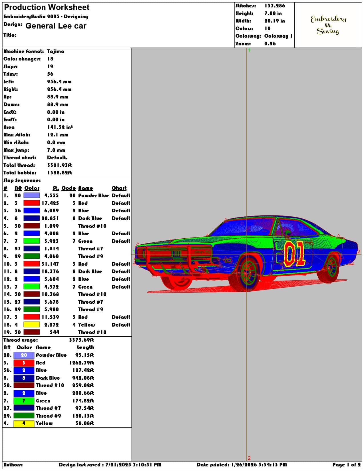 General Lee car   - Elegant embroidery design file - instant download — view 3