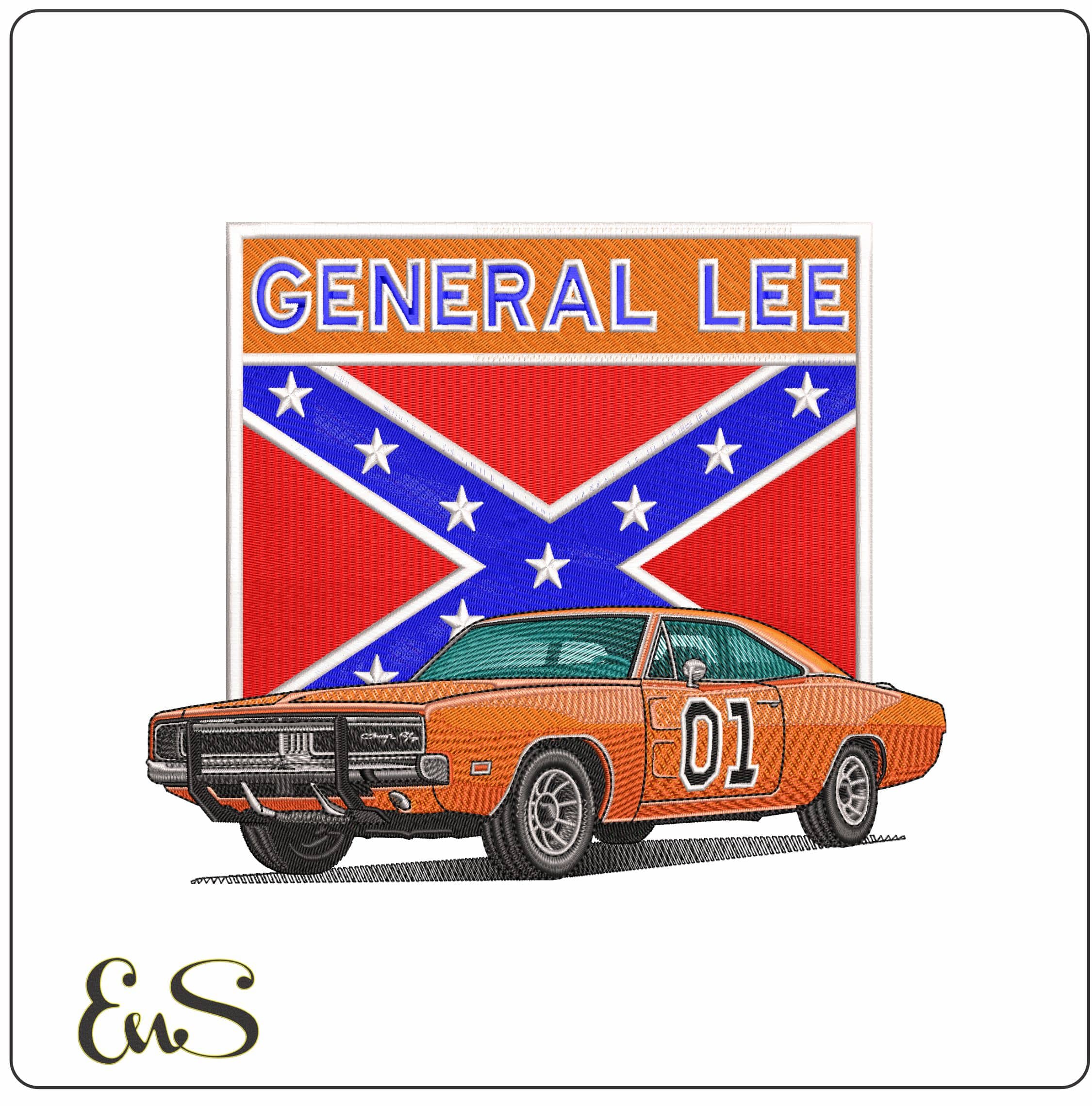 General Lee Flag Dukes of Hazards car   - Elegant embroidery design file - instant download